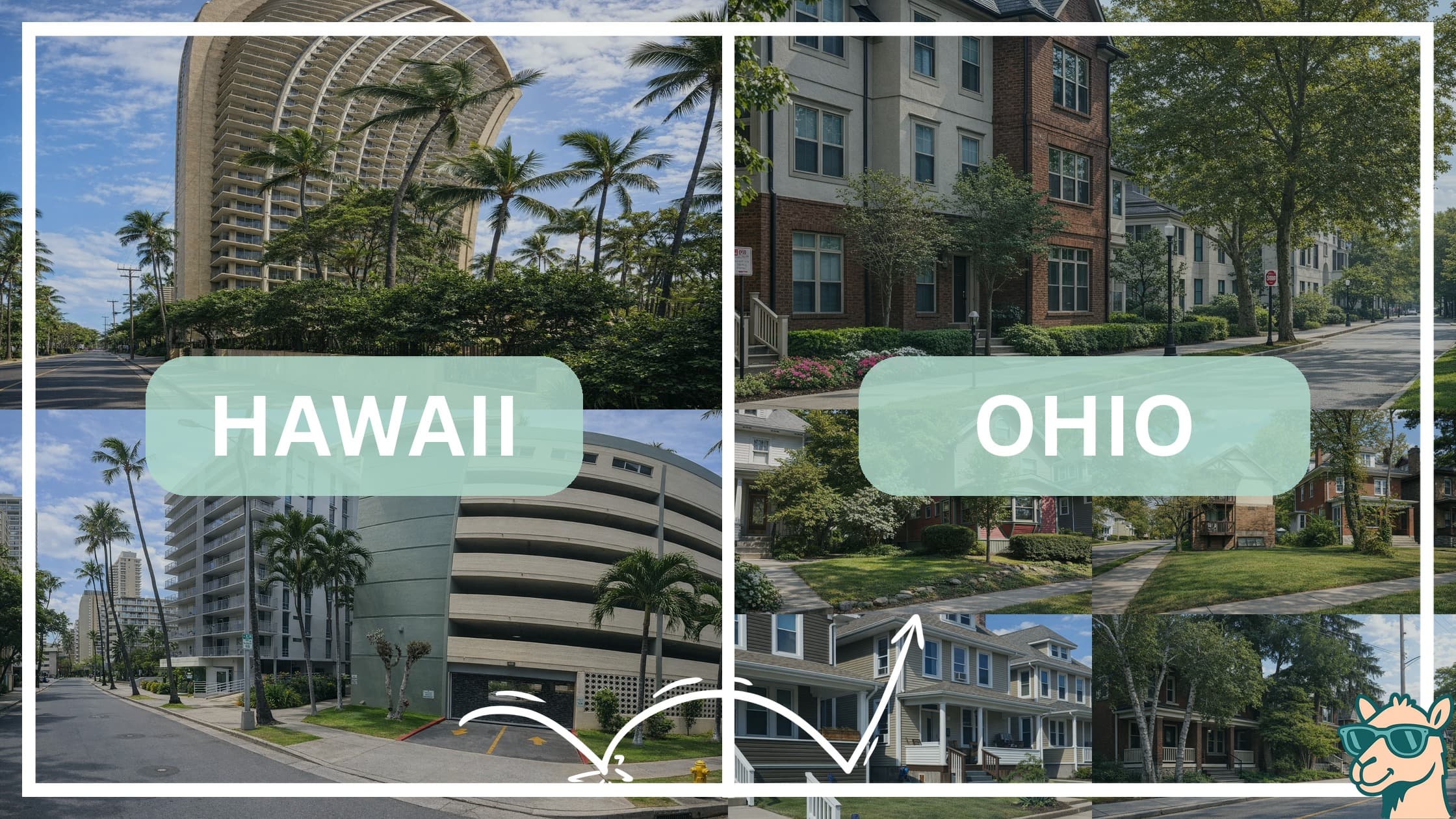 comparison of housing options and types between neighborhoods in Hawaii and Ohio
