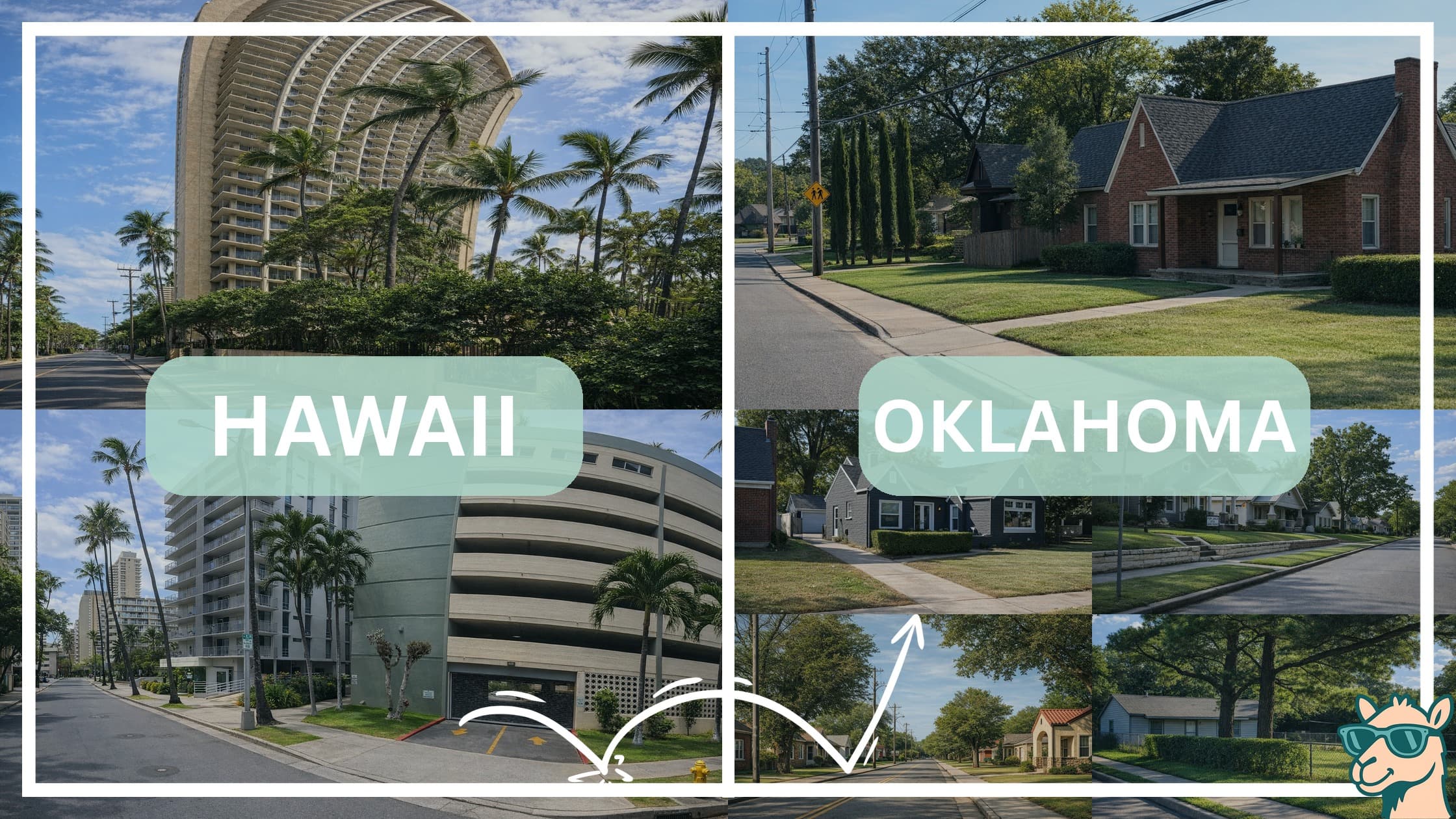 comparison of housing options and types between neighborhoods in Hawaii and Oklahoma