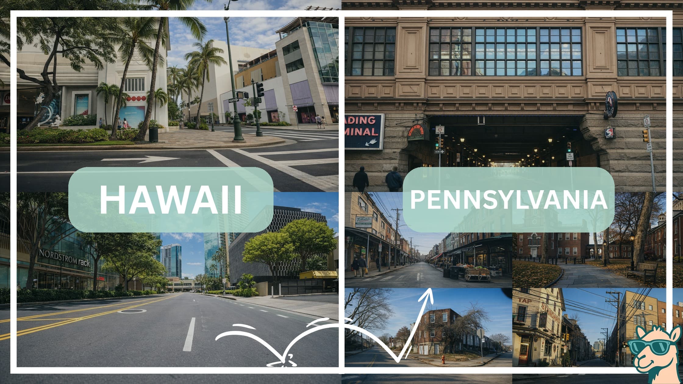 comparison of hotspots between neighborhoods in Hawaii and Pennsylvania