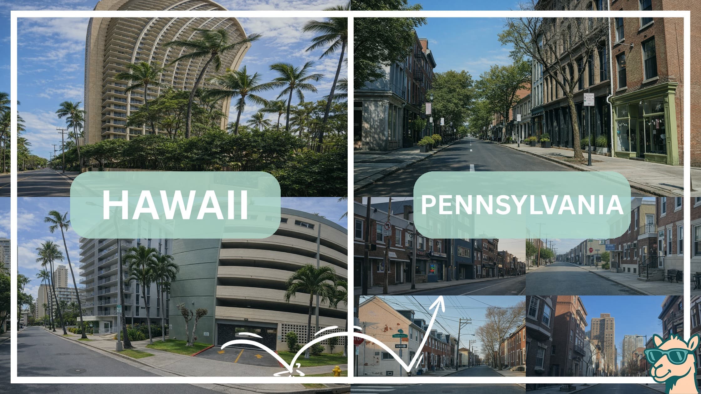 comparison of housing options and types between neighborhoods in Hawaii and Pennsylvania