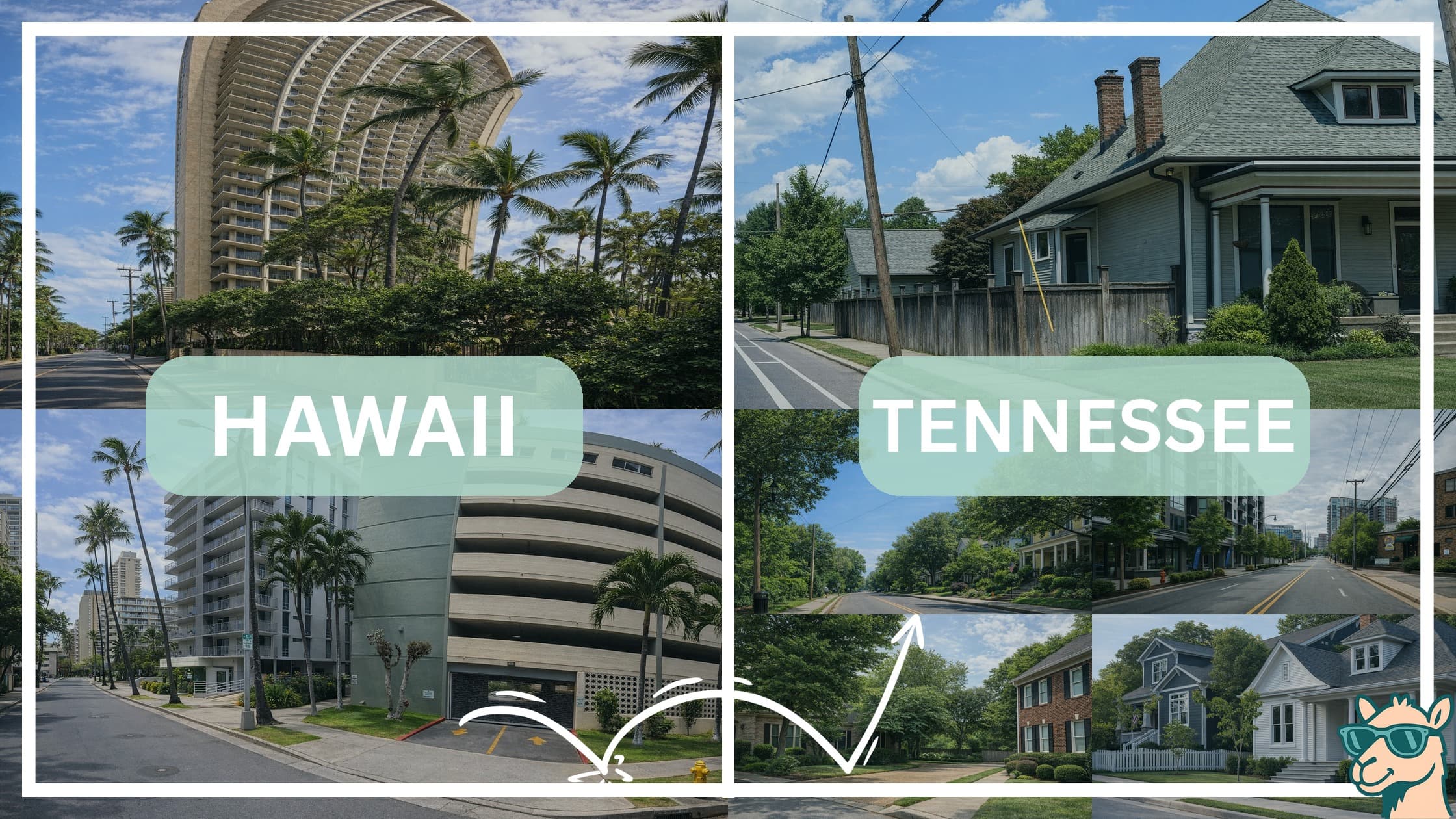 comparison of housing options and types between neighborhoods in Hawaii and Tennessee