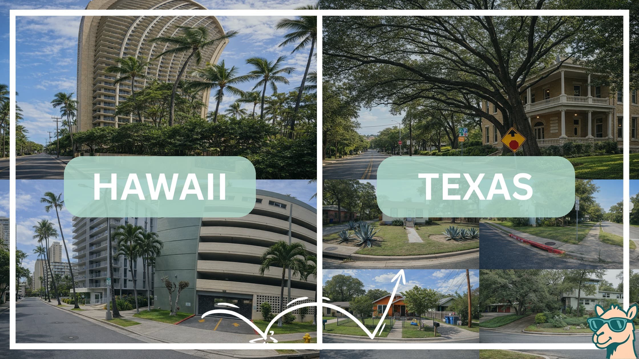 comparison of housing options and types between neighborhoods in Hawaii and Texas
