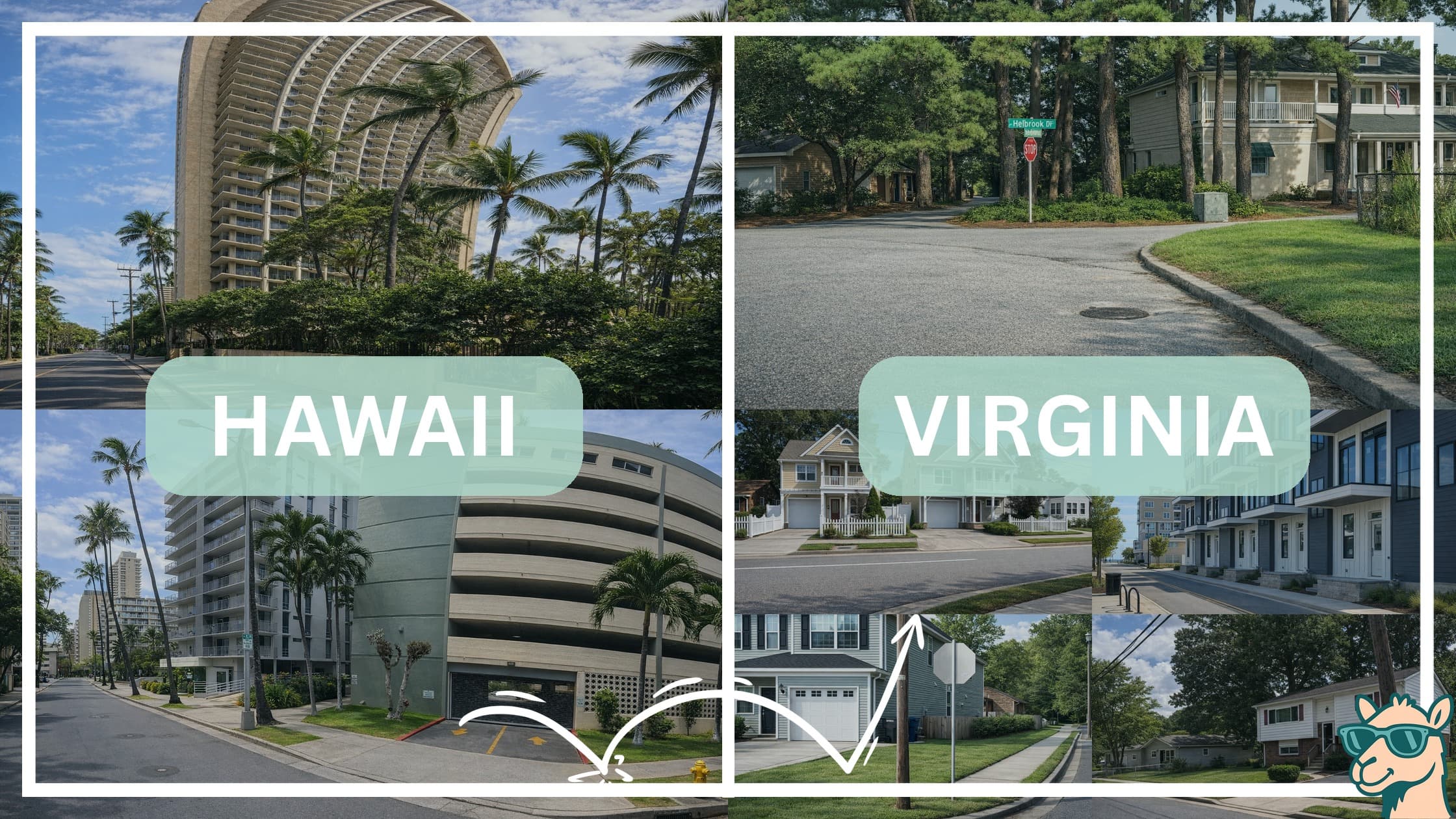 comparison of housing options and types between neighborhoods in Hawaii and Virginia