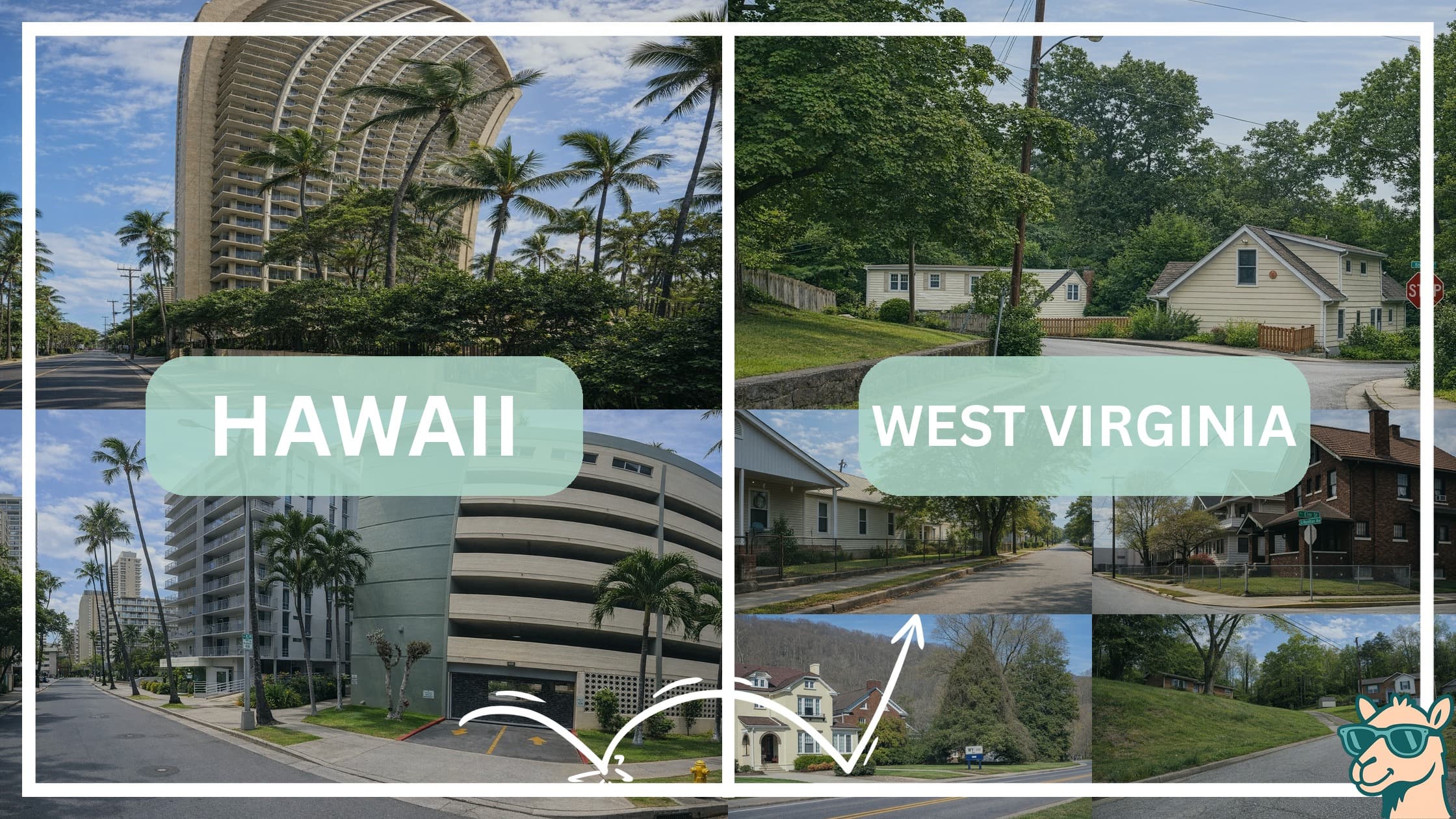 comparison of housing options and types between neighborhoods in Hawaii and West Virginia