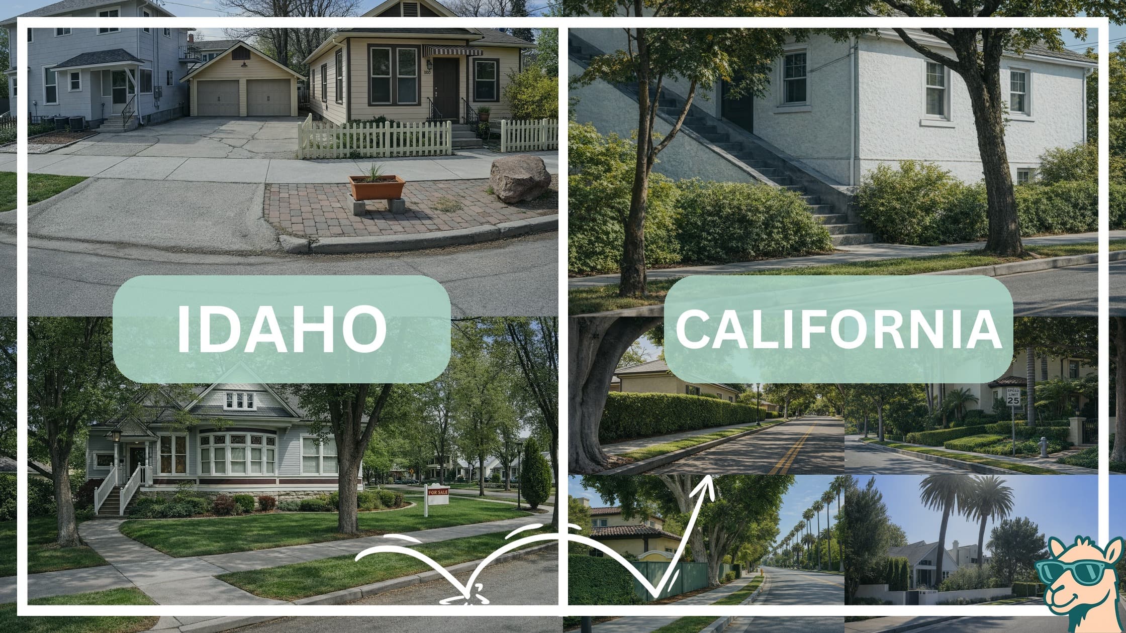 comparison of housing options and types between neighborhoods in Idaho and California