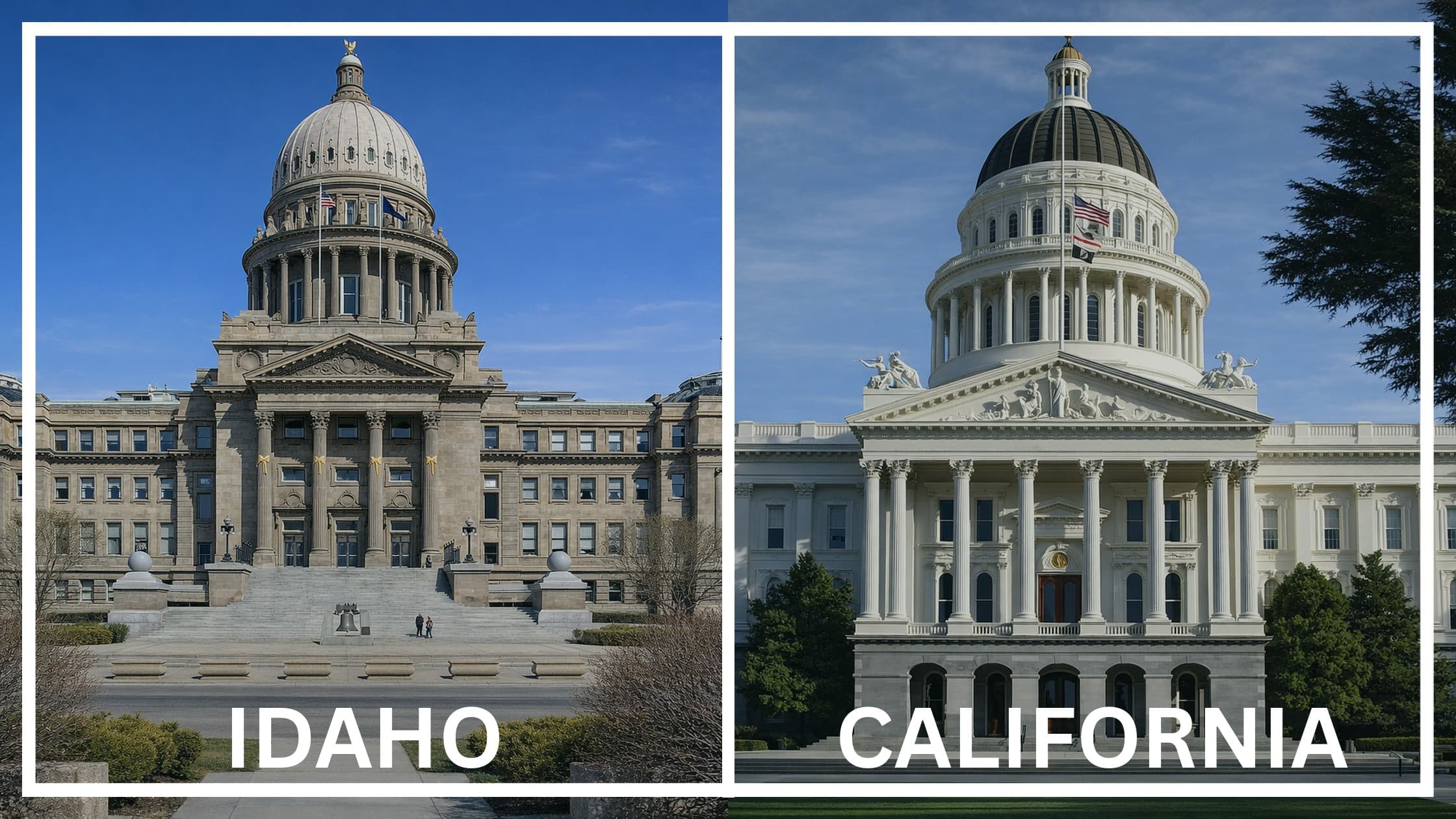 Comparing the state capitol buildings between Idaho and California.