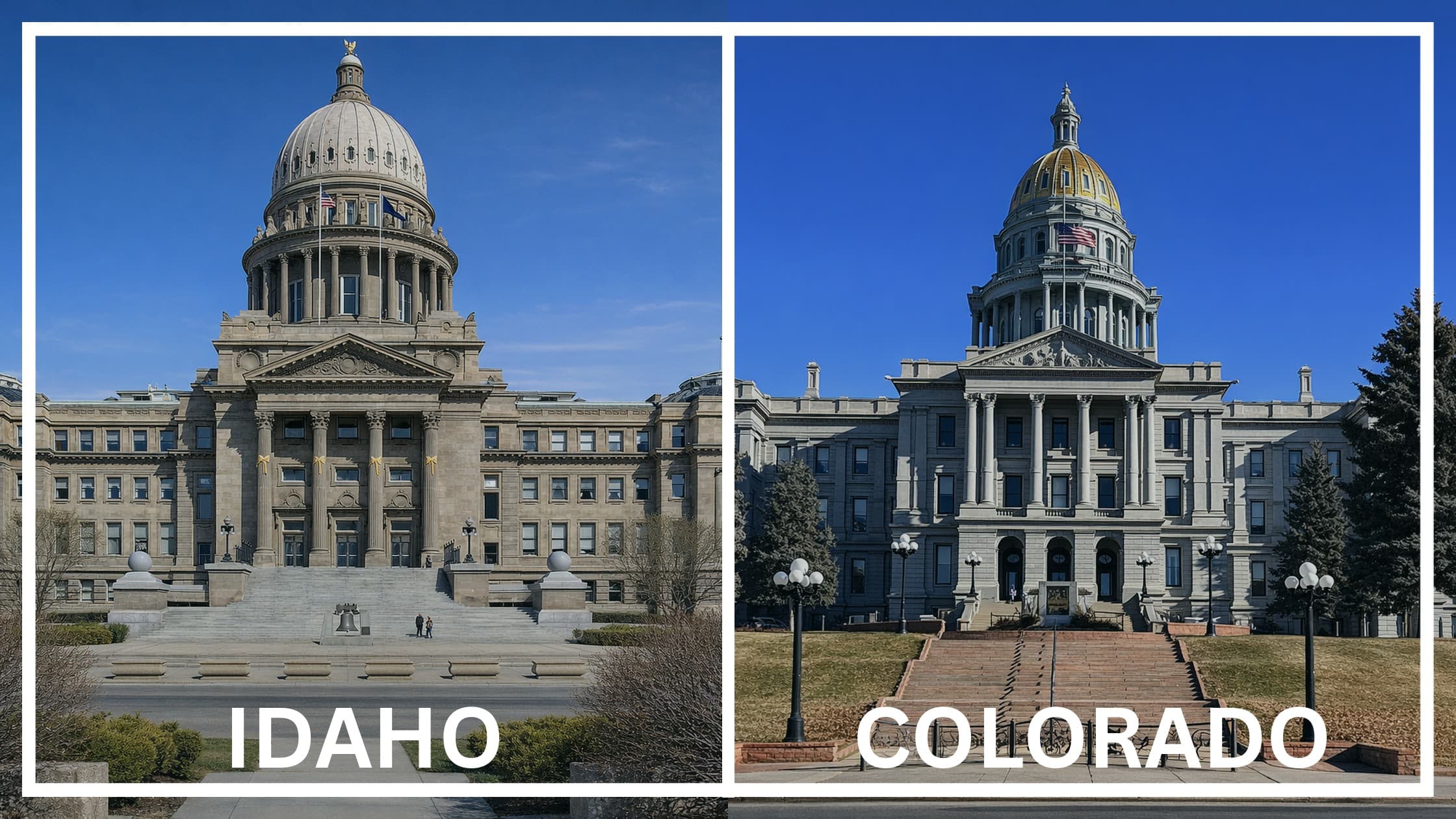 Comparing the state capitol buildings between Idaho and Colorado.