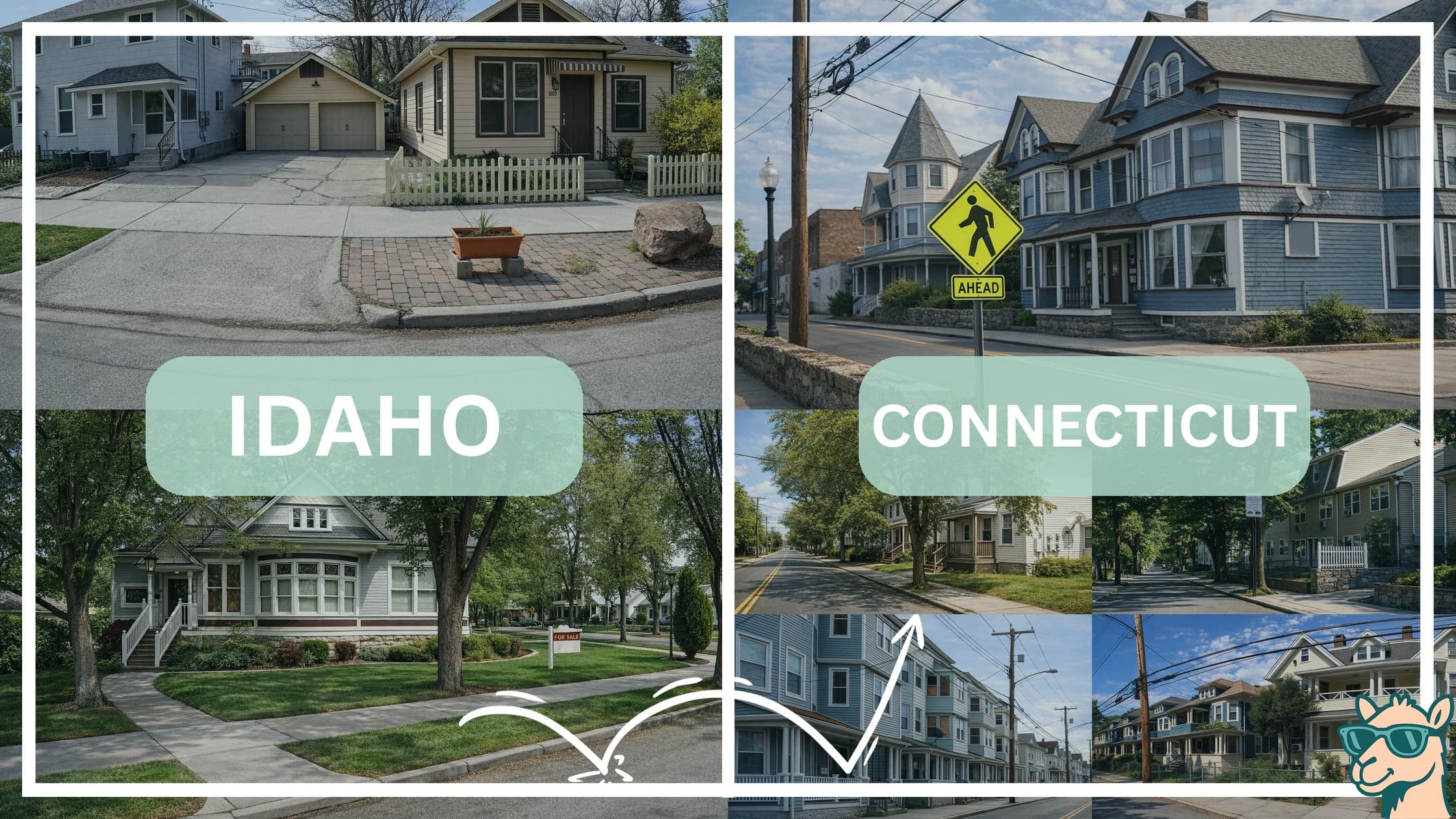 comparison of housing options and types between neighborhoods in Idaho and Connecticut