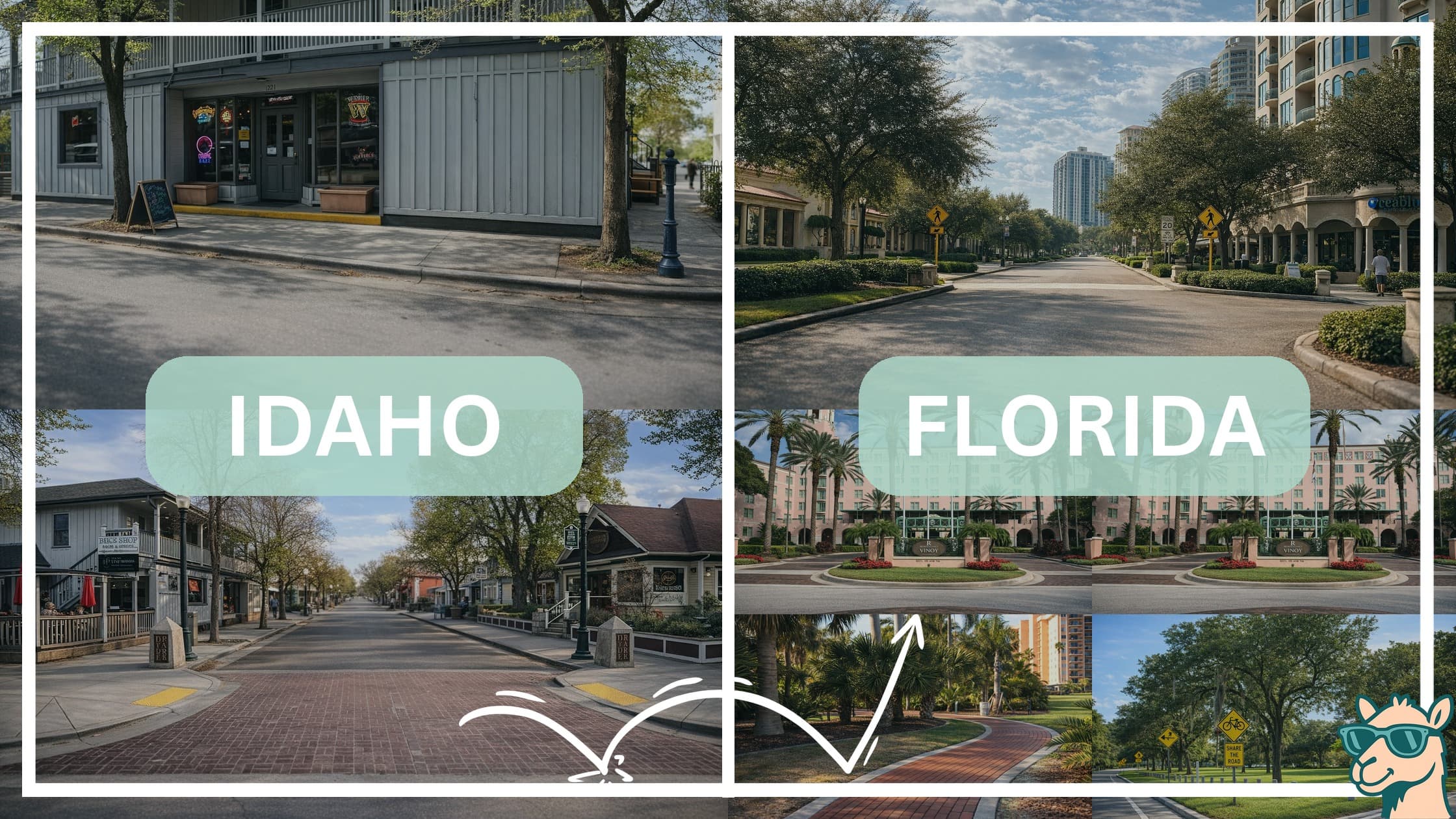 comparison of hotspots between neighborhoods in Idaho and Florida