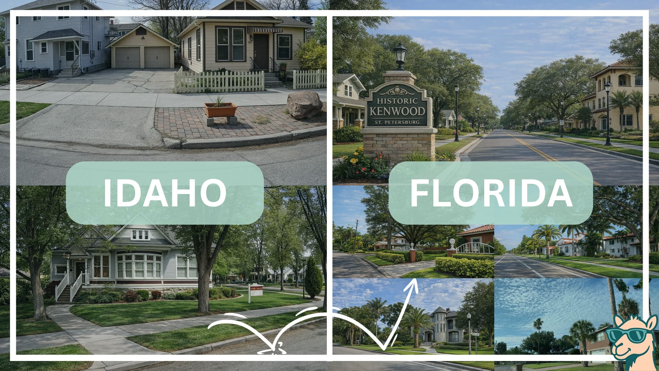 comparison of housing options and types between neighborhoods in Idaho and Florida