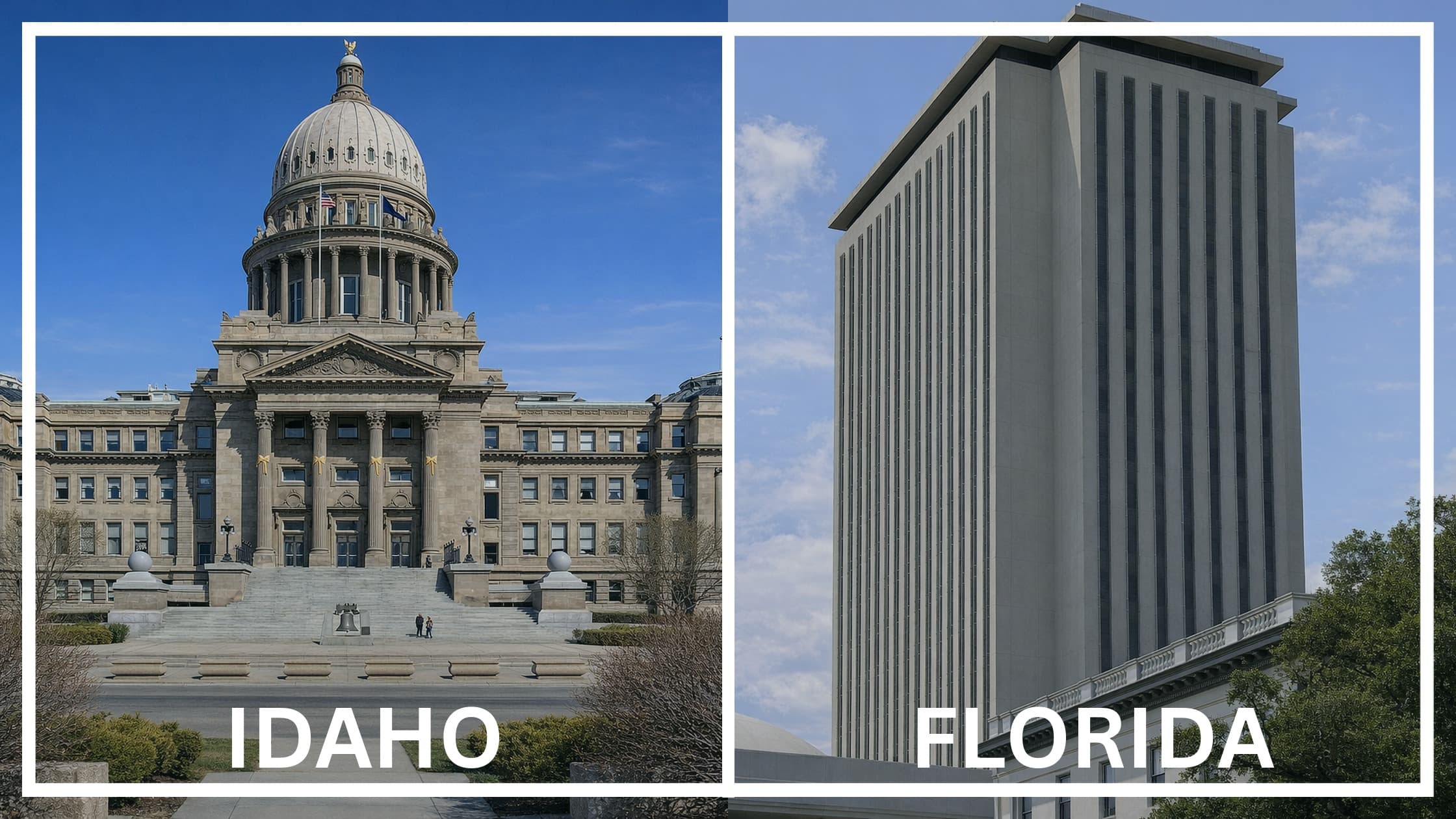 Comparing the state capitol buildings between Idaho and Florida.