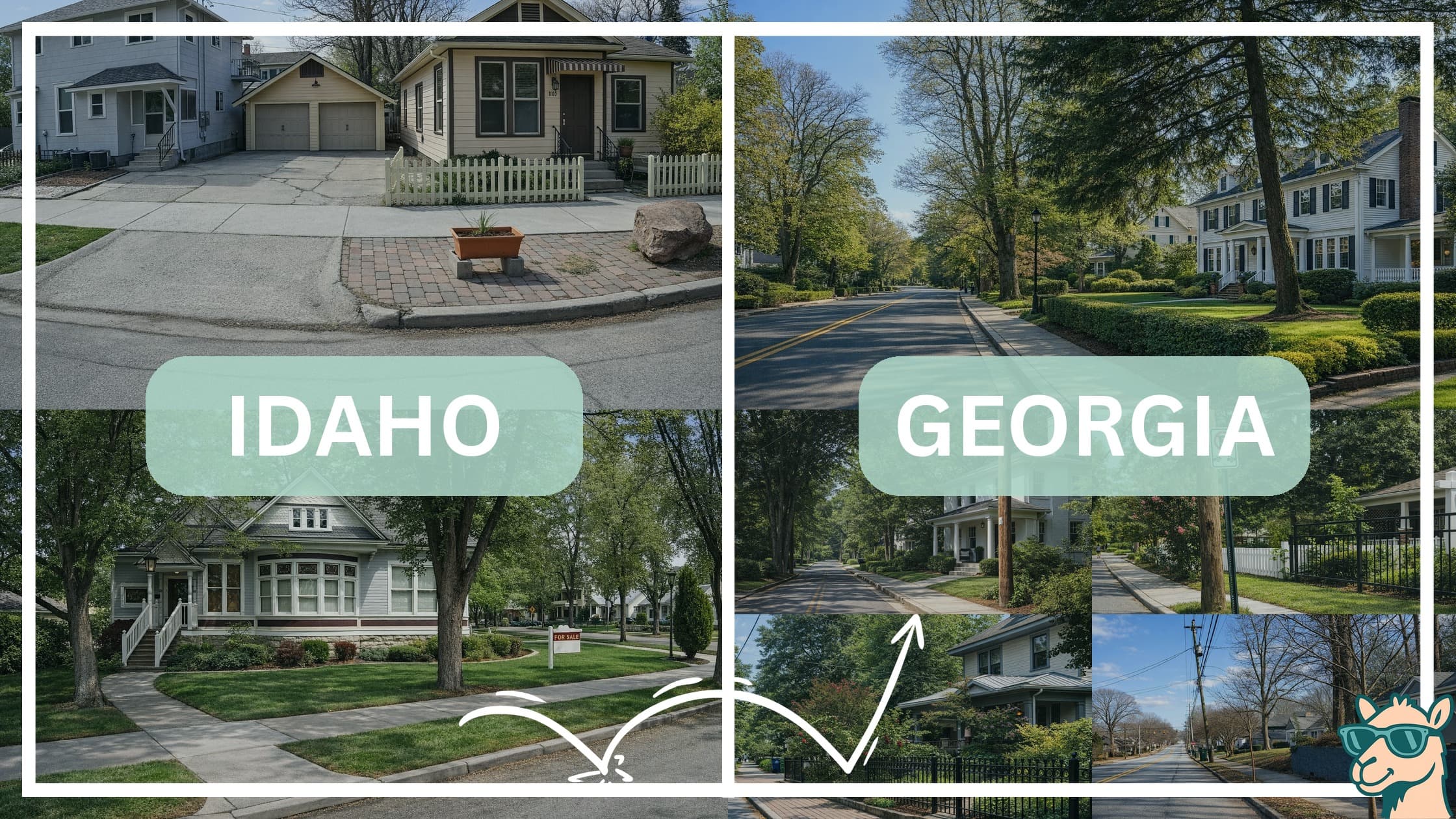 comparison of housing options and types between neighborhoods in Idaho and Georgia