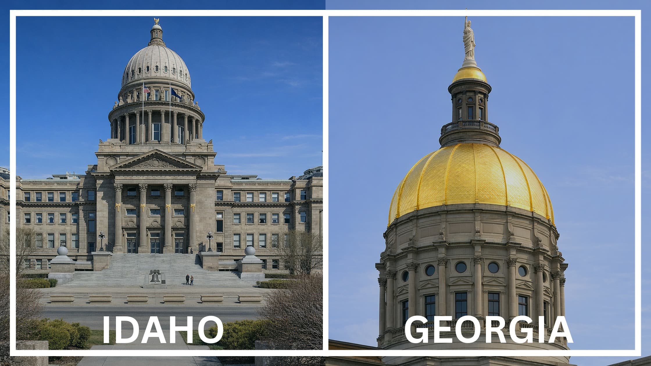 Comparing the state capitol buildings between Idaho and Georgia.