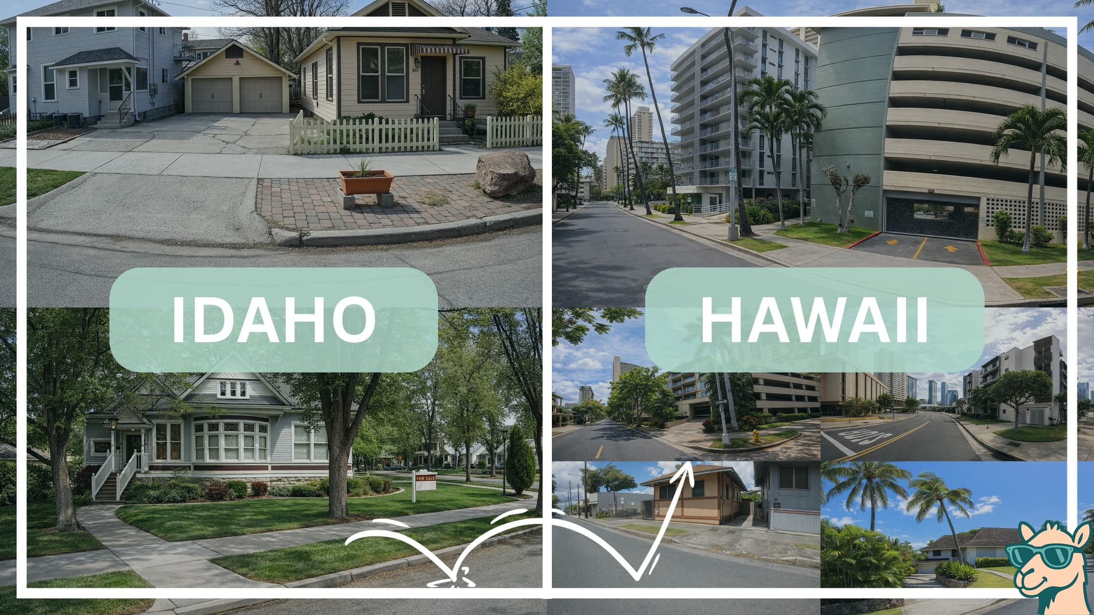 comparison of housing options and types between neighborhoods in Idaho and Hawaii