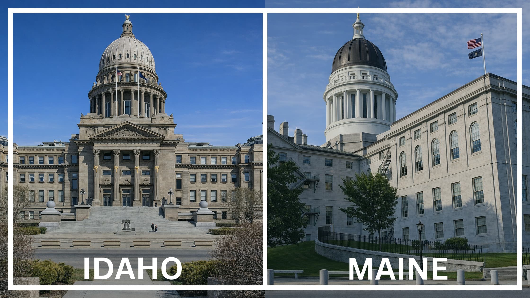 Comparing the state capitol buildings between Idaho and Maine.