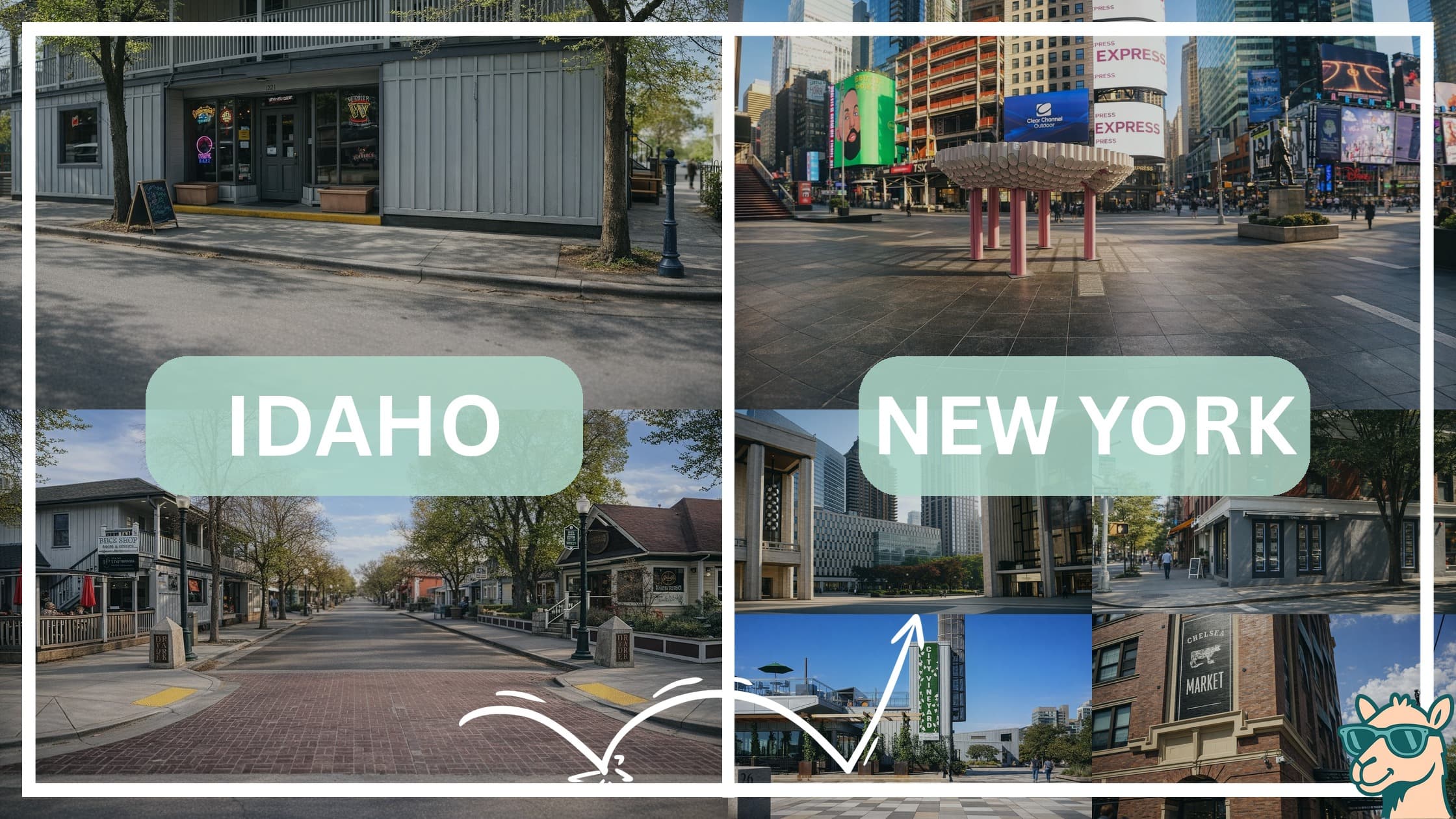 comparison of hotspots between neighborhoods in Idaho and New York