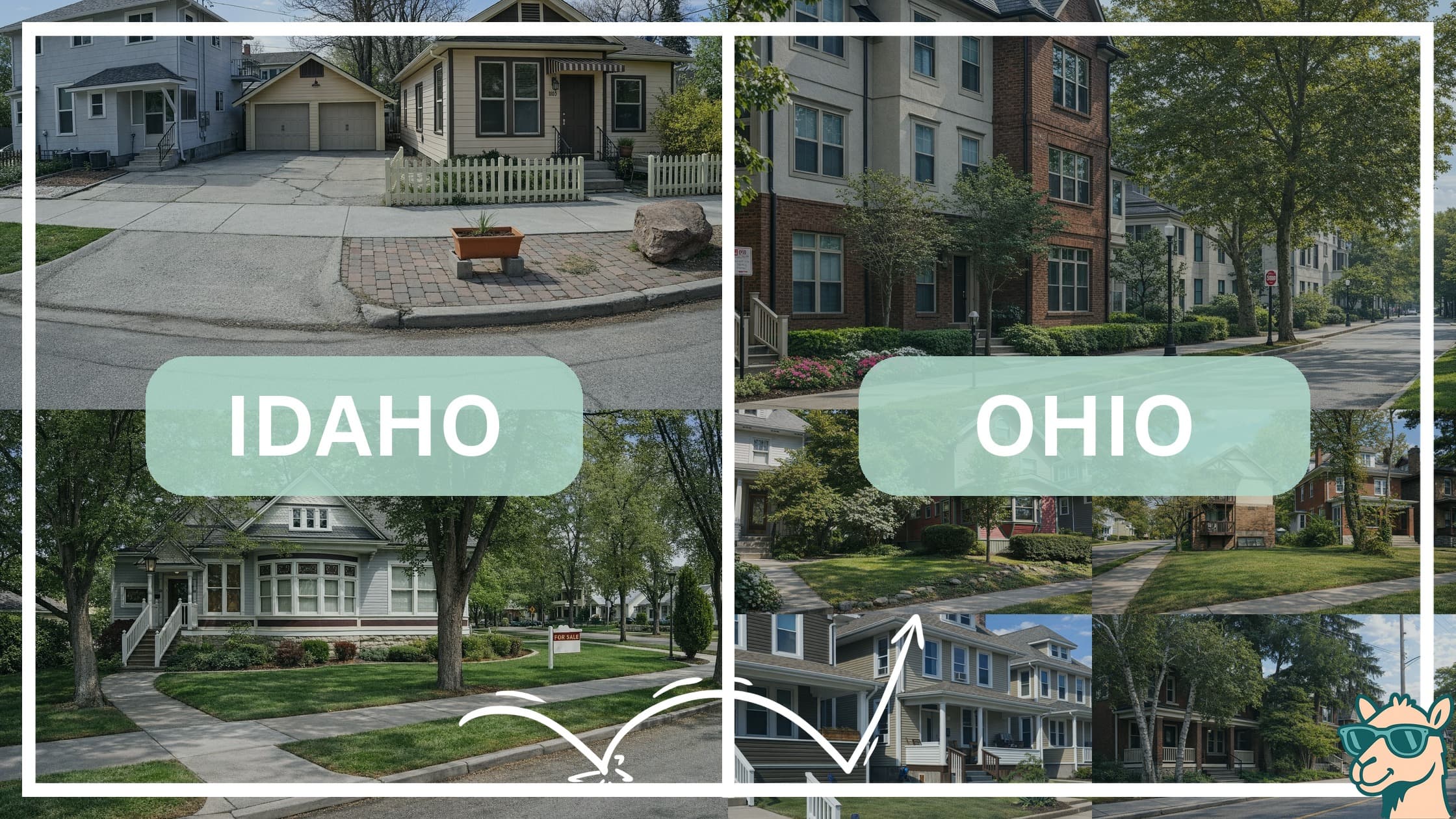 comparison of housing options and types between neighborhoods in Idaho and Ohio