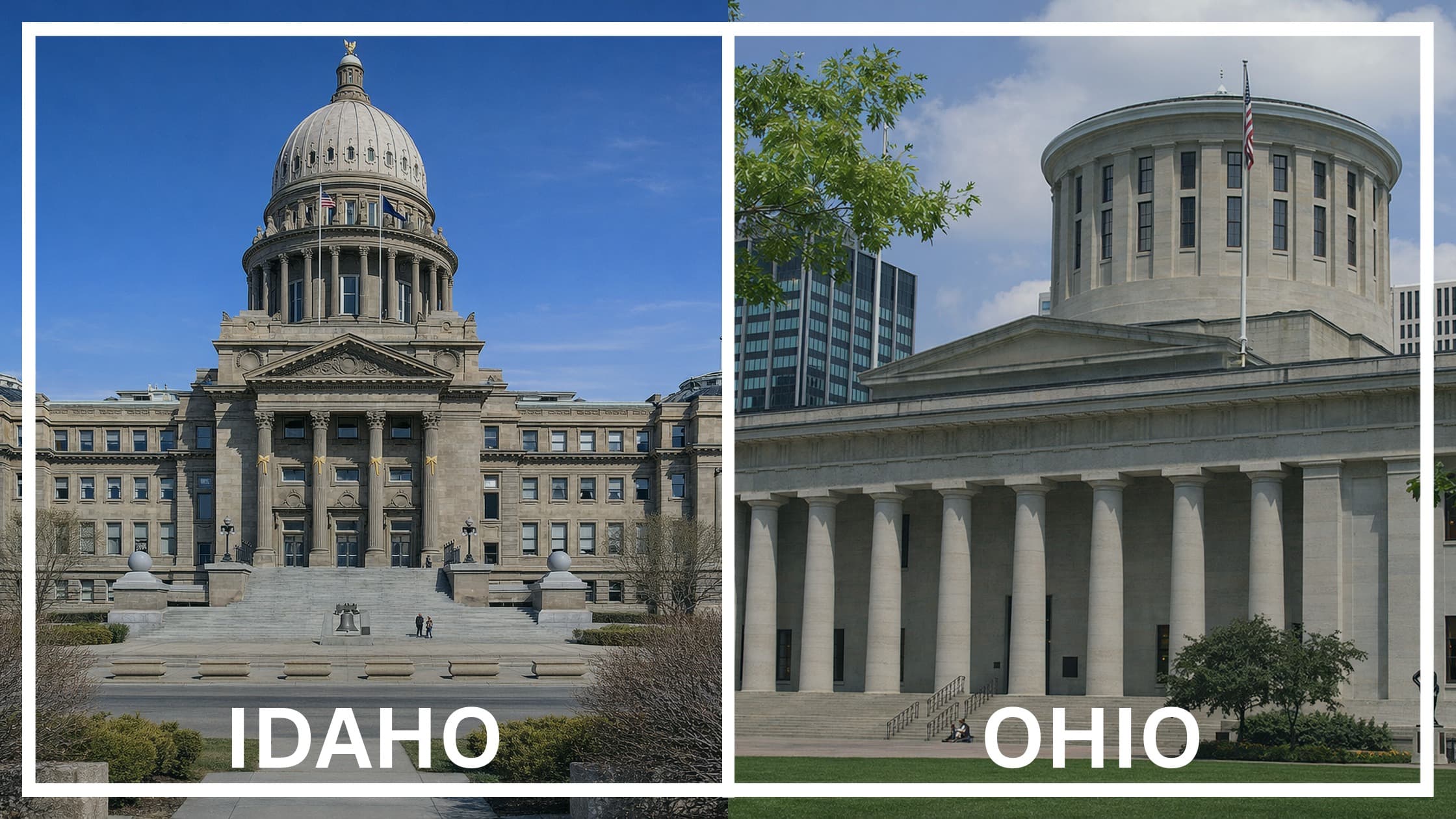 Comparing the state capitol buildings between Idaho and Ohio.