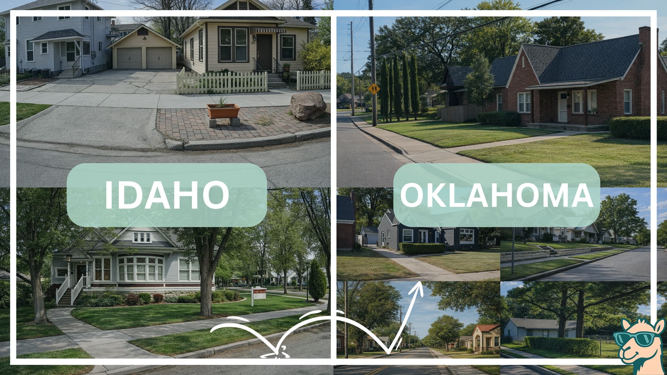 comparison of housing options and types between neighborhoods in Idaho and Oklahoma