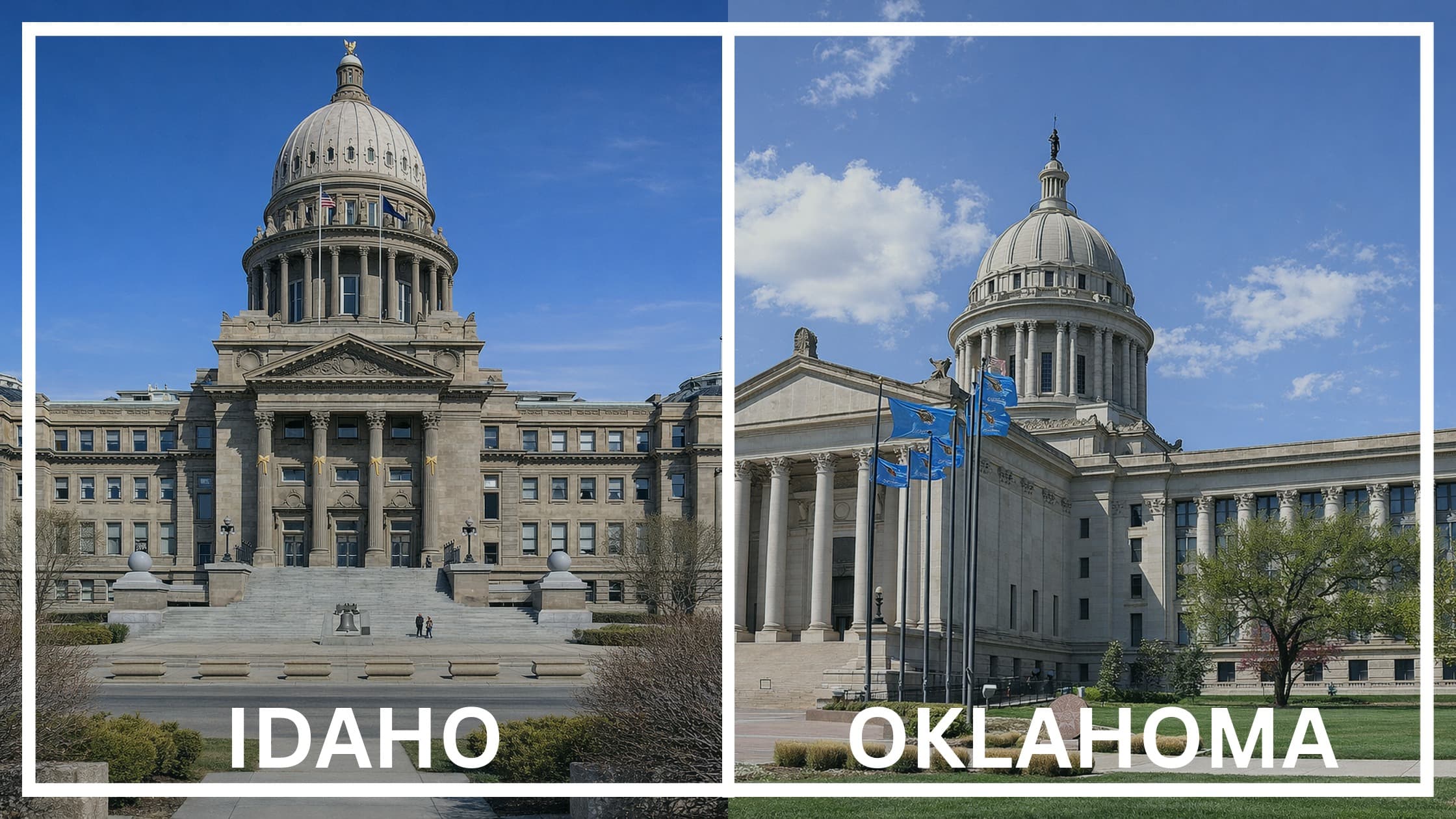 Comparing the state capitol buildings between Idaho and Oklahoma.