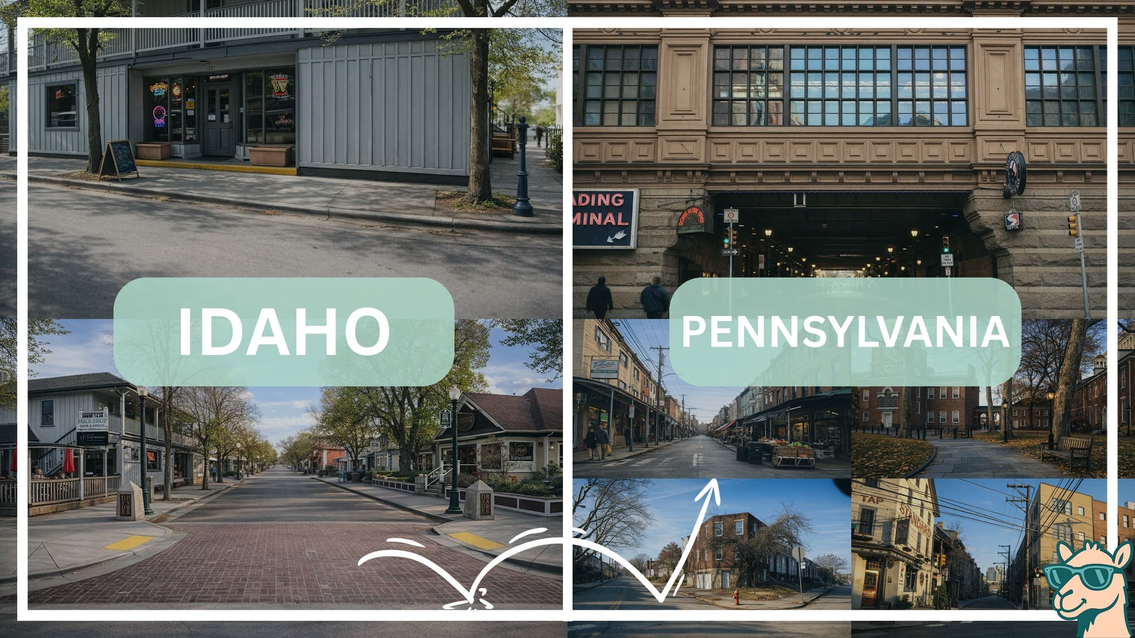 comparison of hotspots between neighborhoods in Idaho and Pennsylvania
