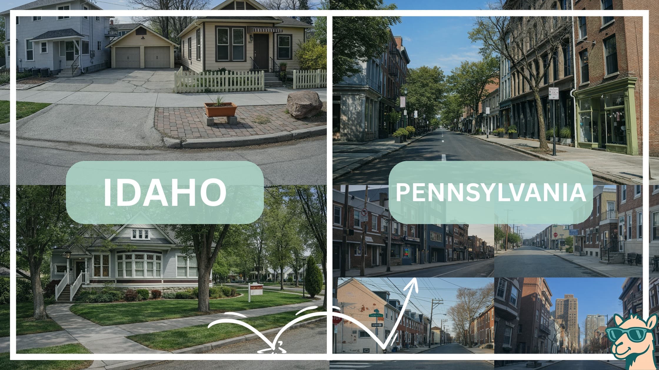 comparison of housing options and types between neighborhoods in Idaho and Pennsylvania