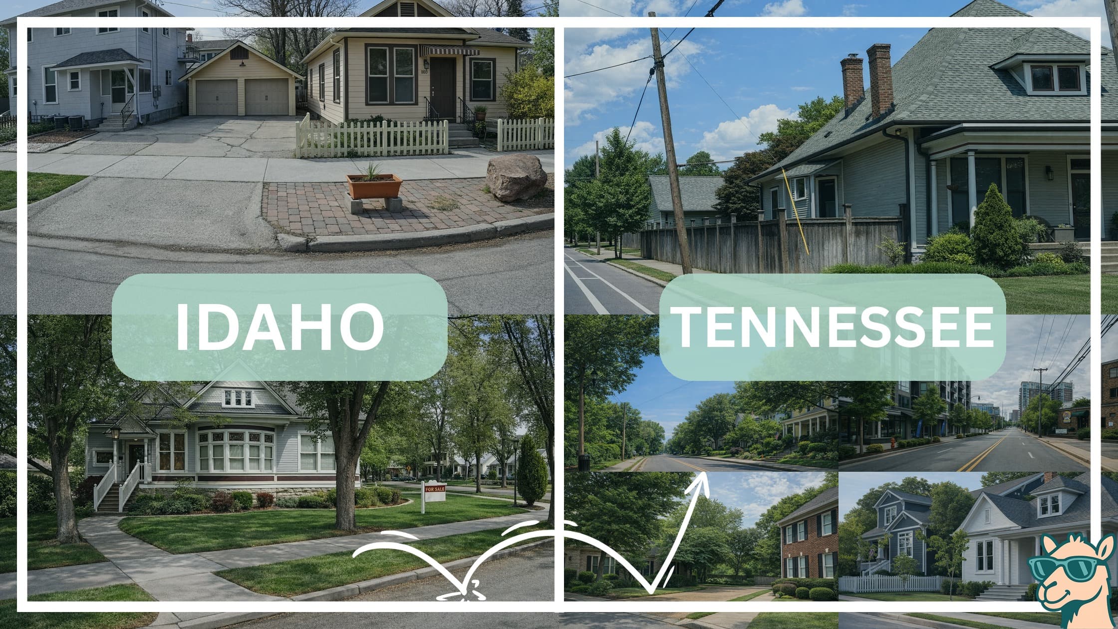 comparison of housing options and types between neighborhoods in Idaho and Tennessee