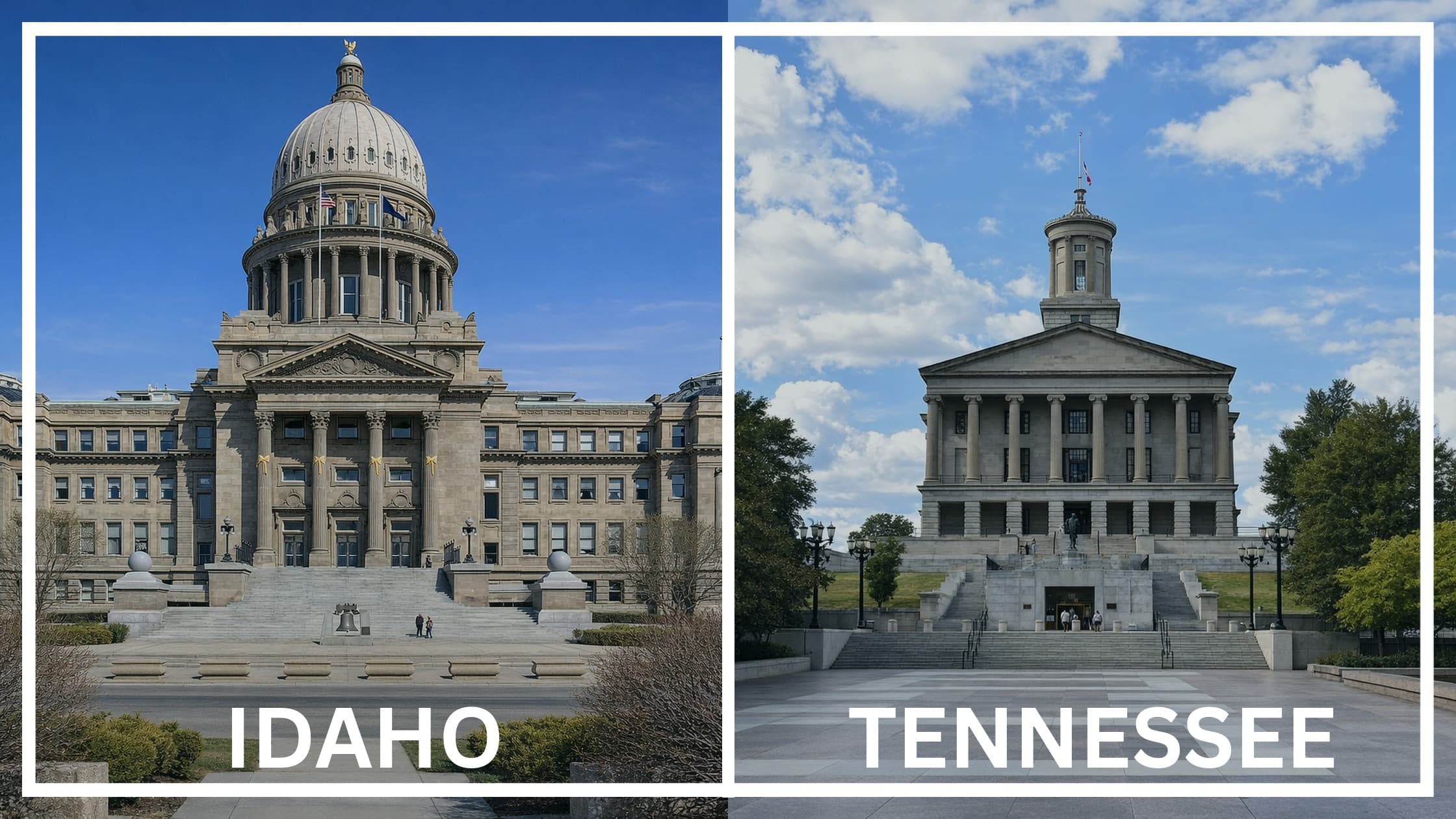 Comparing the state capitol buildings between Idaho and Tennessee.