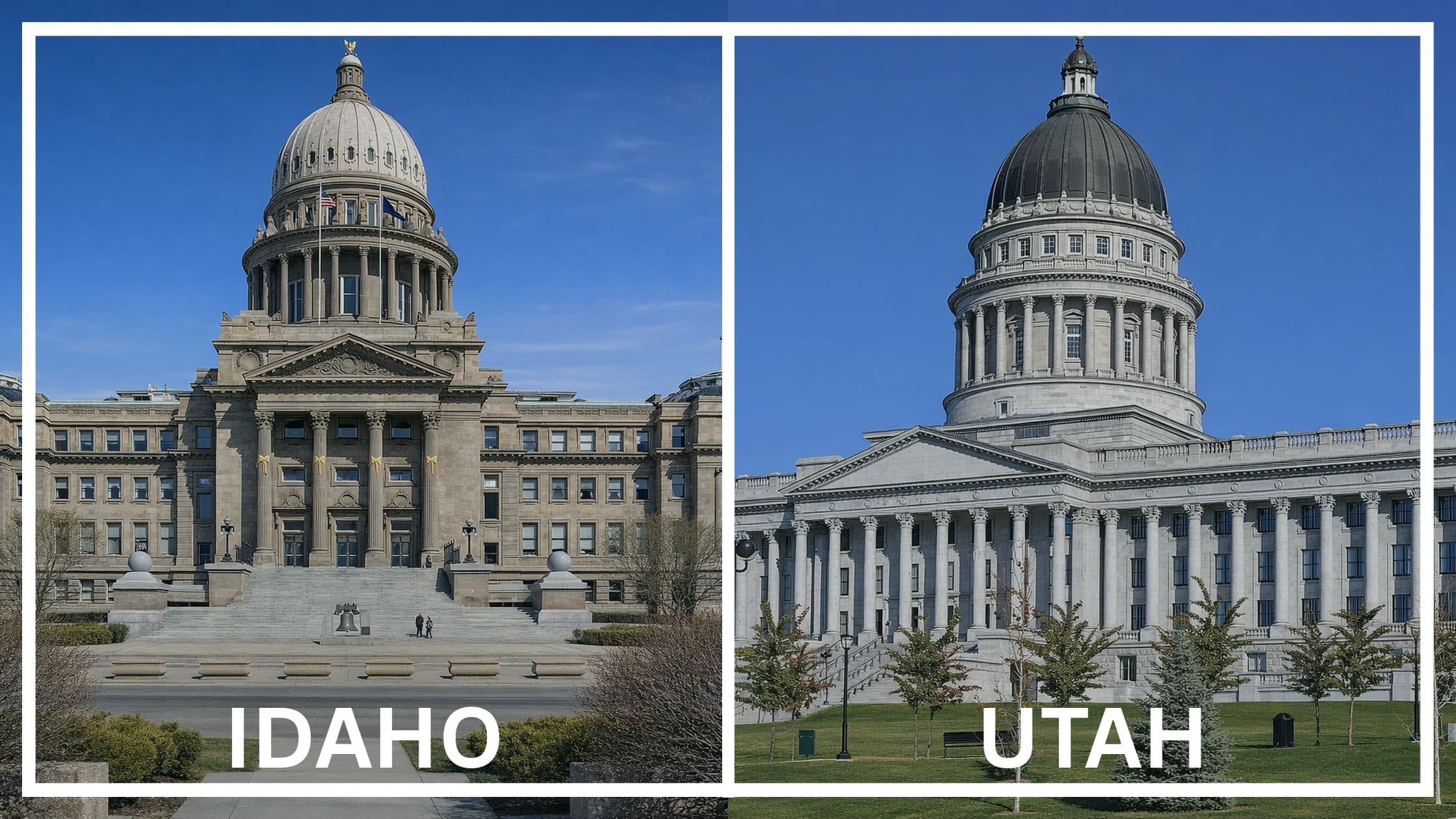 Comparing the state capitol buildings between Idaho and Utah.