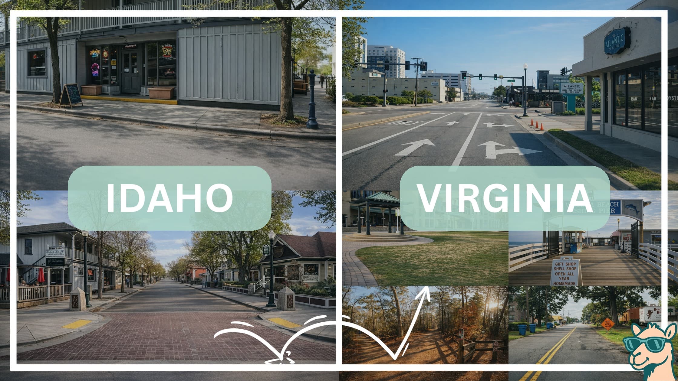 comparison of hotspots between neighborhoods in Idaho and Virginia