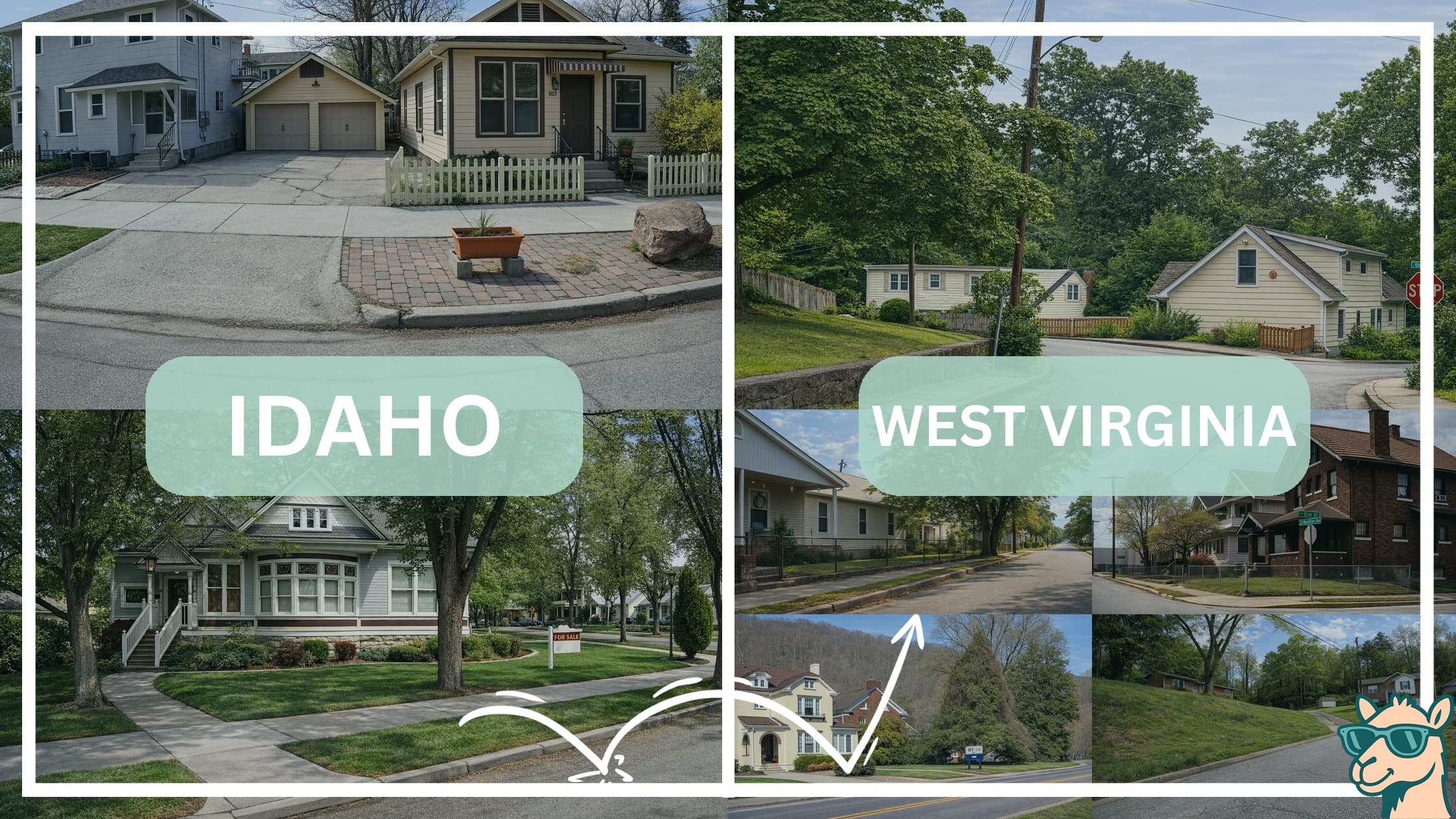 comparison of housing options and types between neighborhoods in Idaho and West Virginia