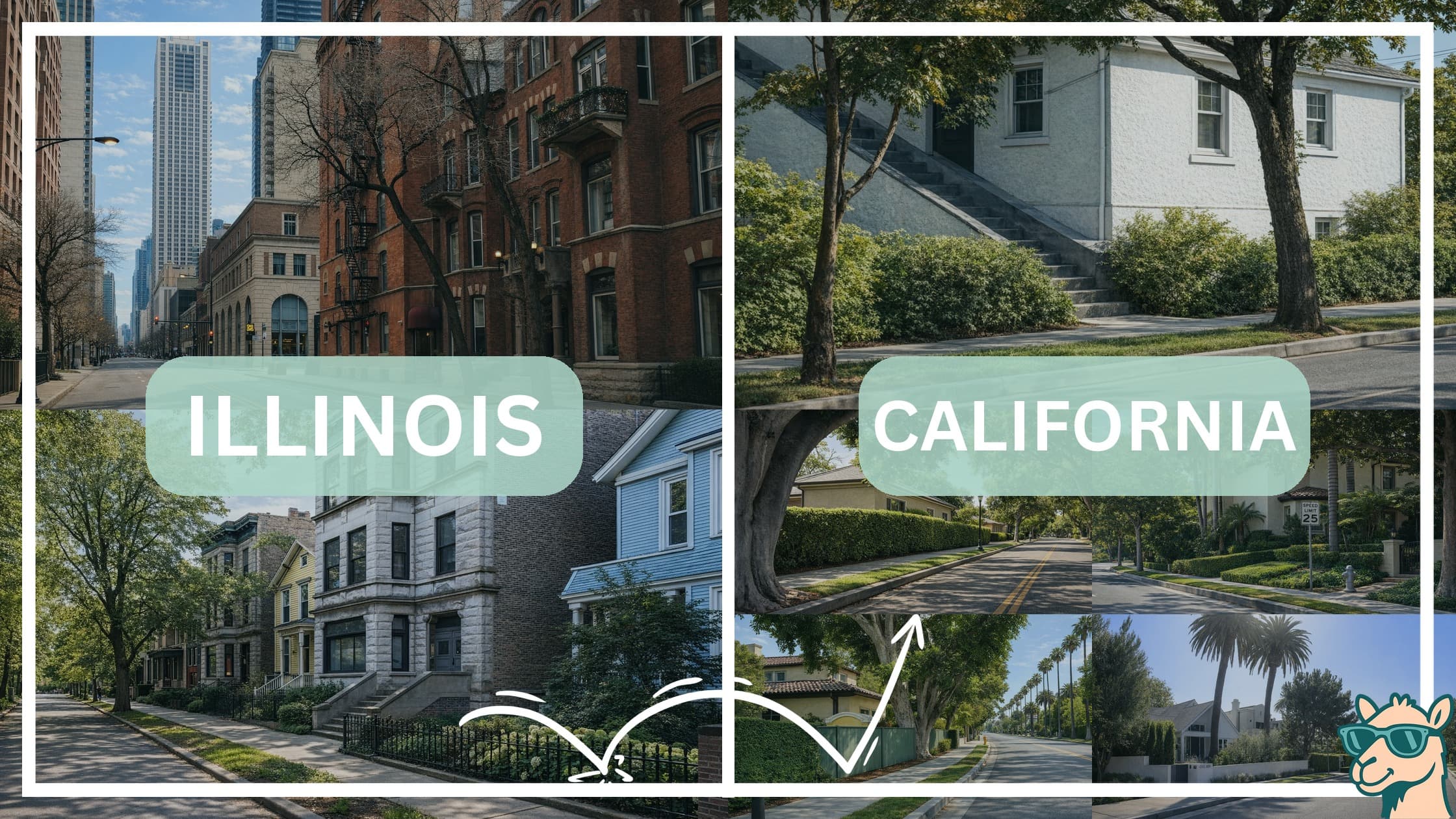 comparison of housing options and types between neighborhoods in Illinois and California