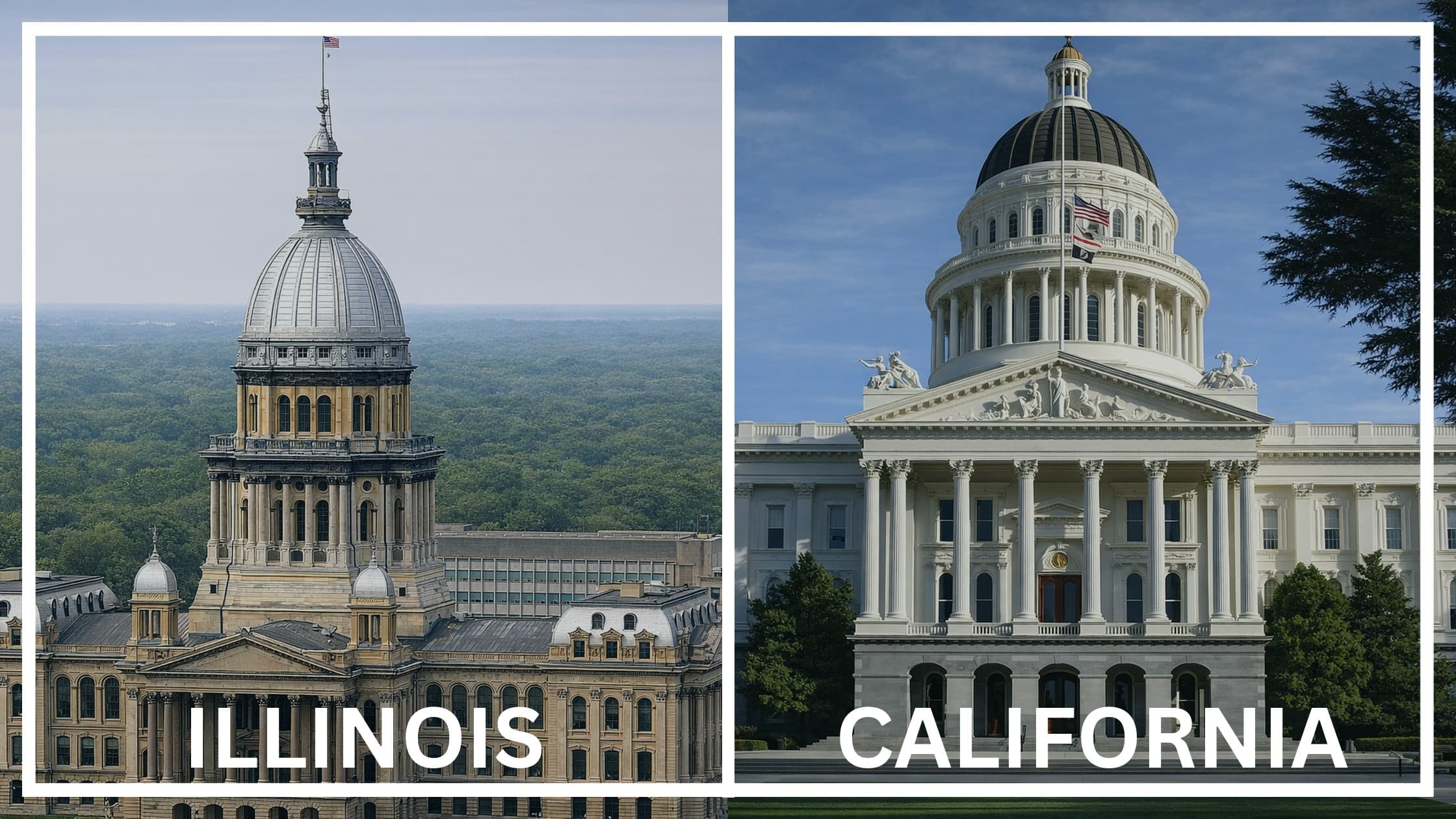 Comparing the state capitol buildings between Illinois and California.