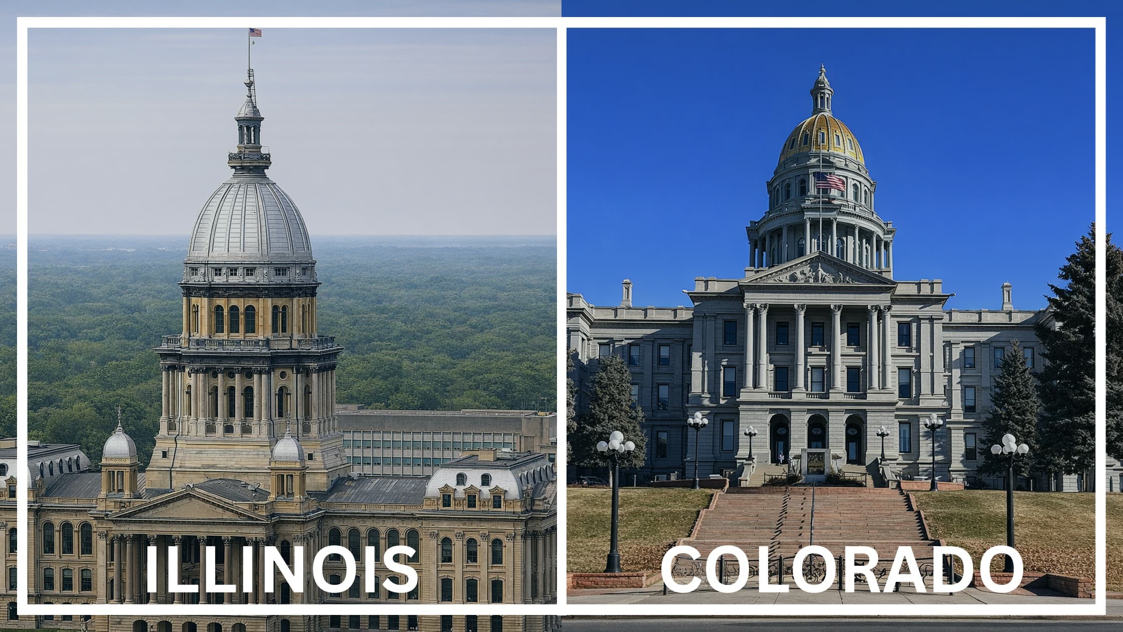 Comparing the state capitol buildings between Illinois and Colorado.
