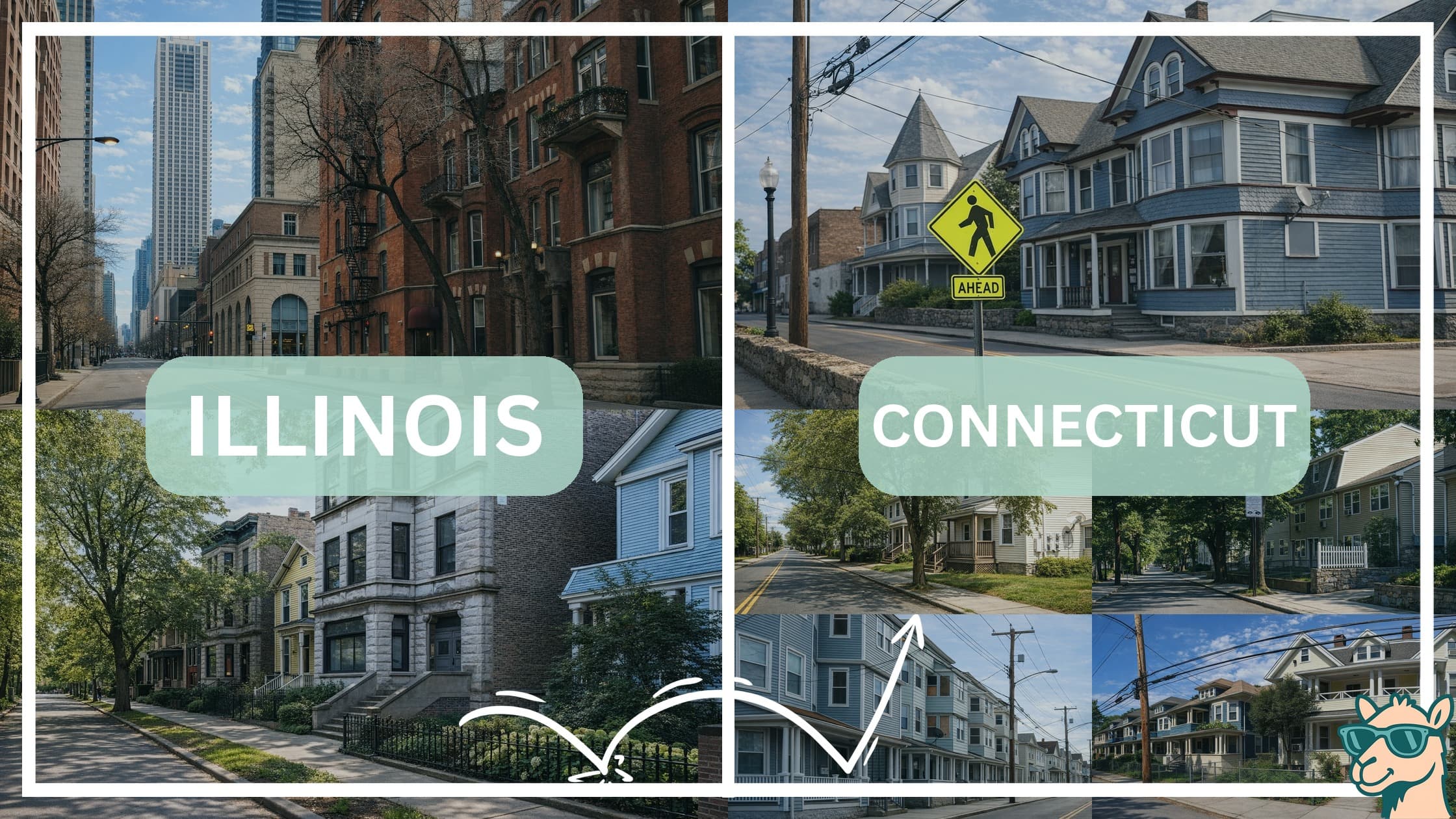comparison of housing options and types between neighborhoods in Illinois and Connecticut