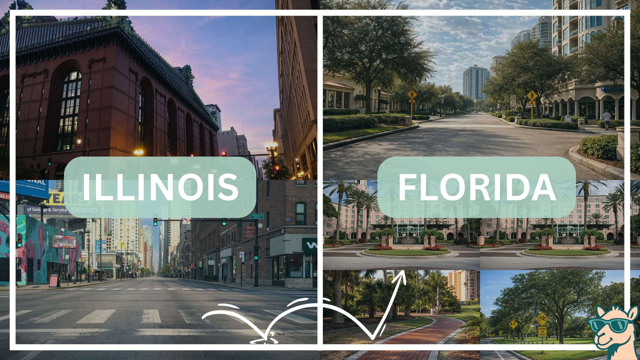 comparison of hotspots between neighborhoods in Illinois and Florida