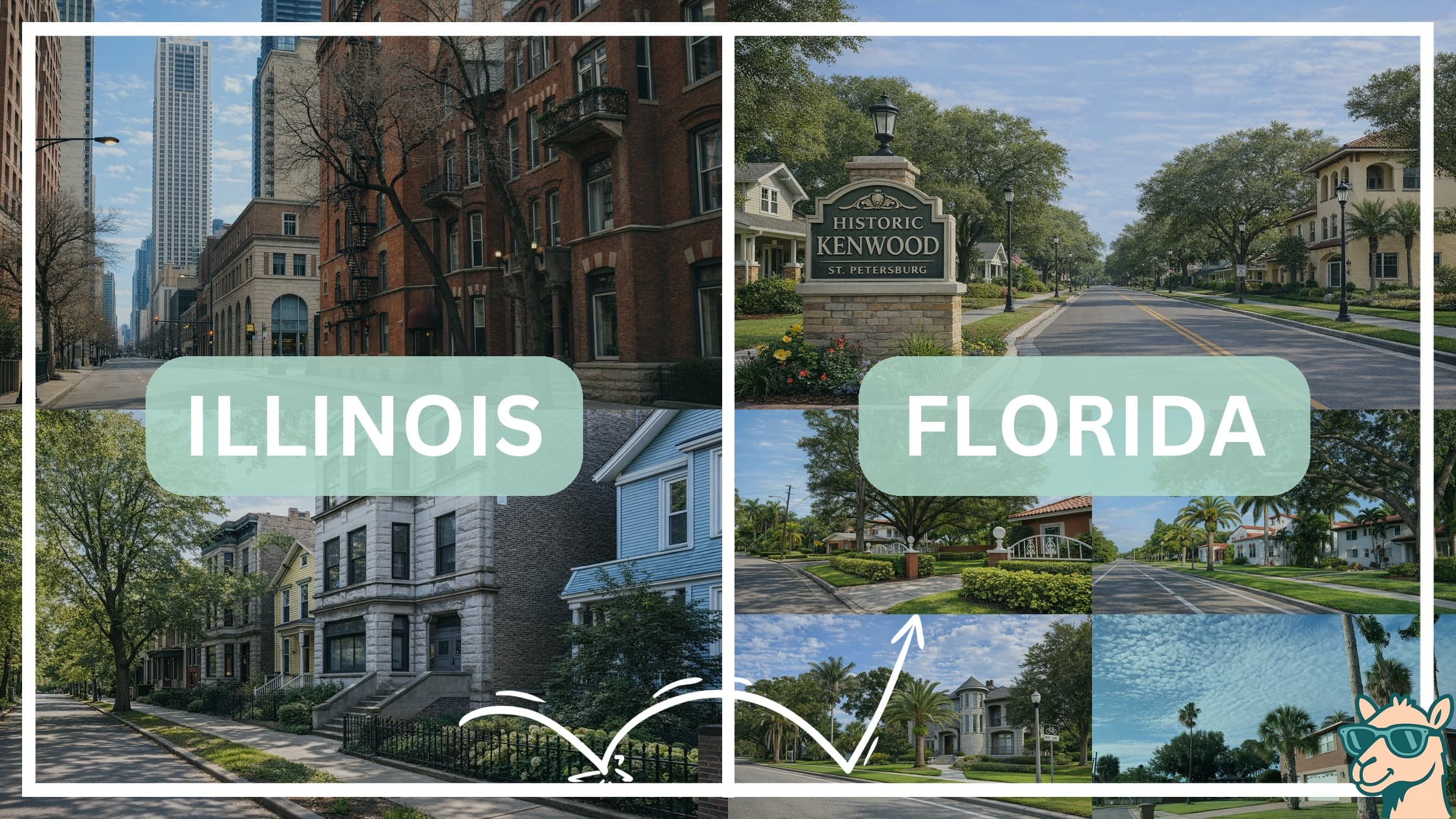 comparison of housing options and types between neighborhoods in Illinois and Florida