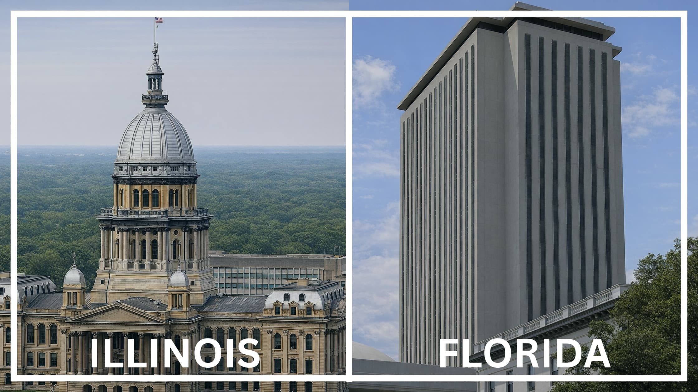 Comparing the state capitol buildings between Illinois and Florida.