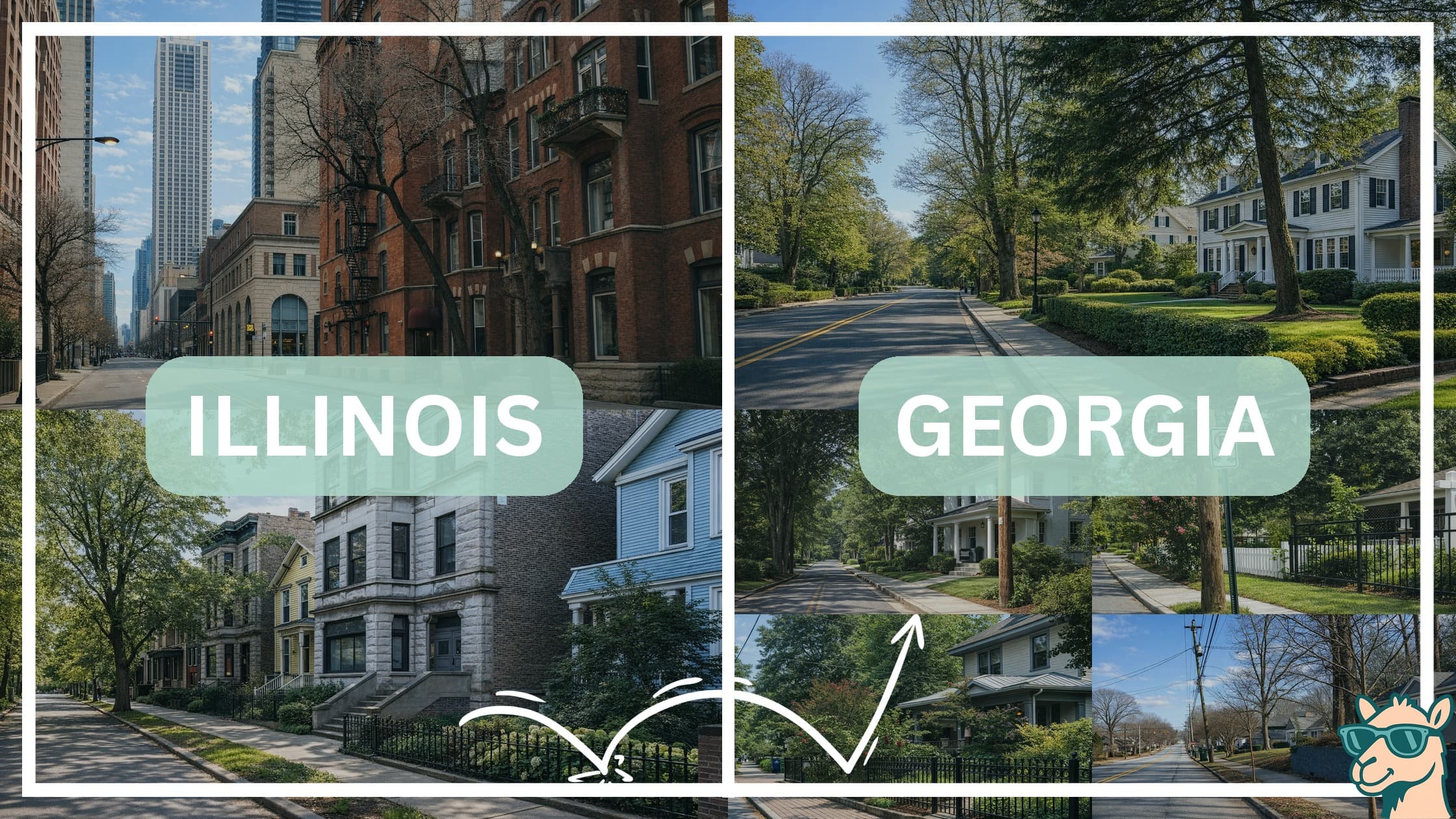 comparison of housing options and types between neighborhoods in Illinois and Georgia