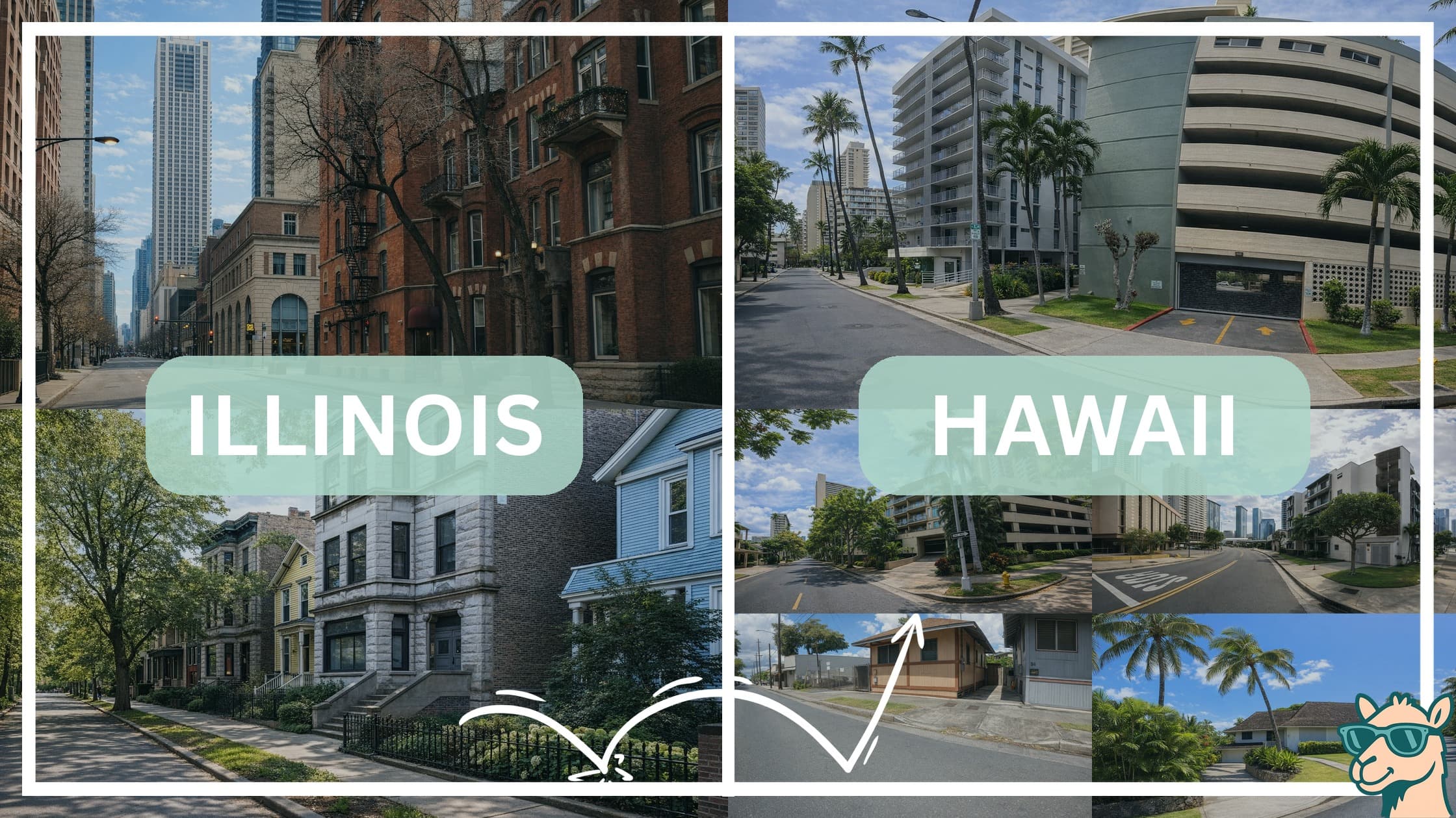 comparison of housing options and types between neighborhoods in Illinois and Hawaii