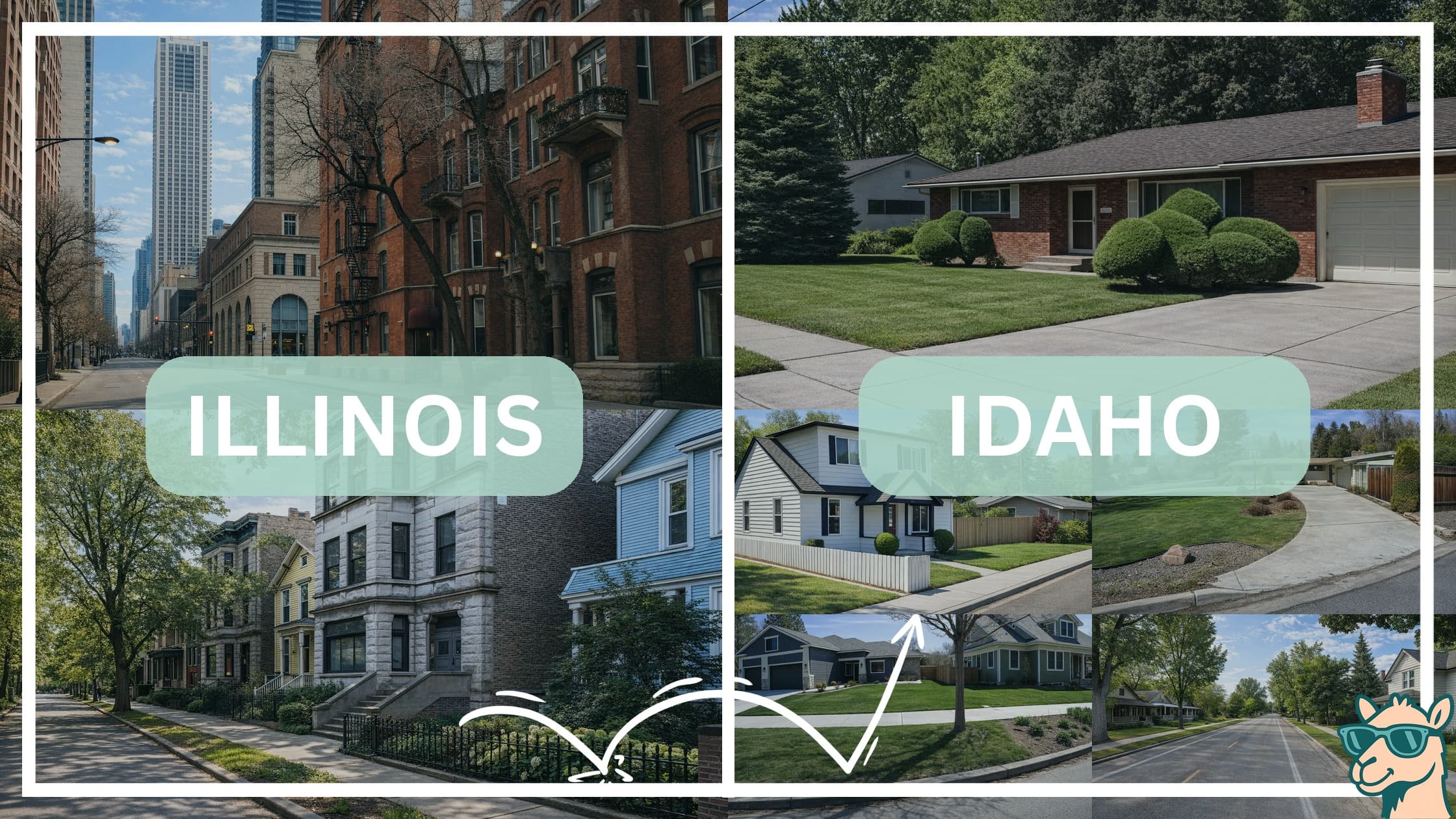 comparison of housing options and types between neighborhoods in Illinois and Idaho