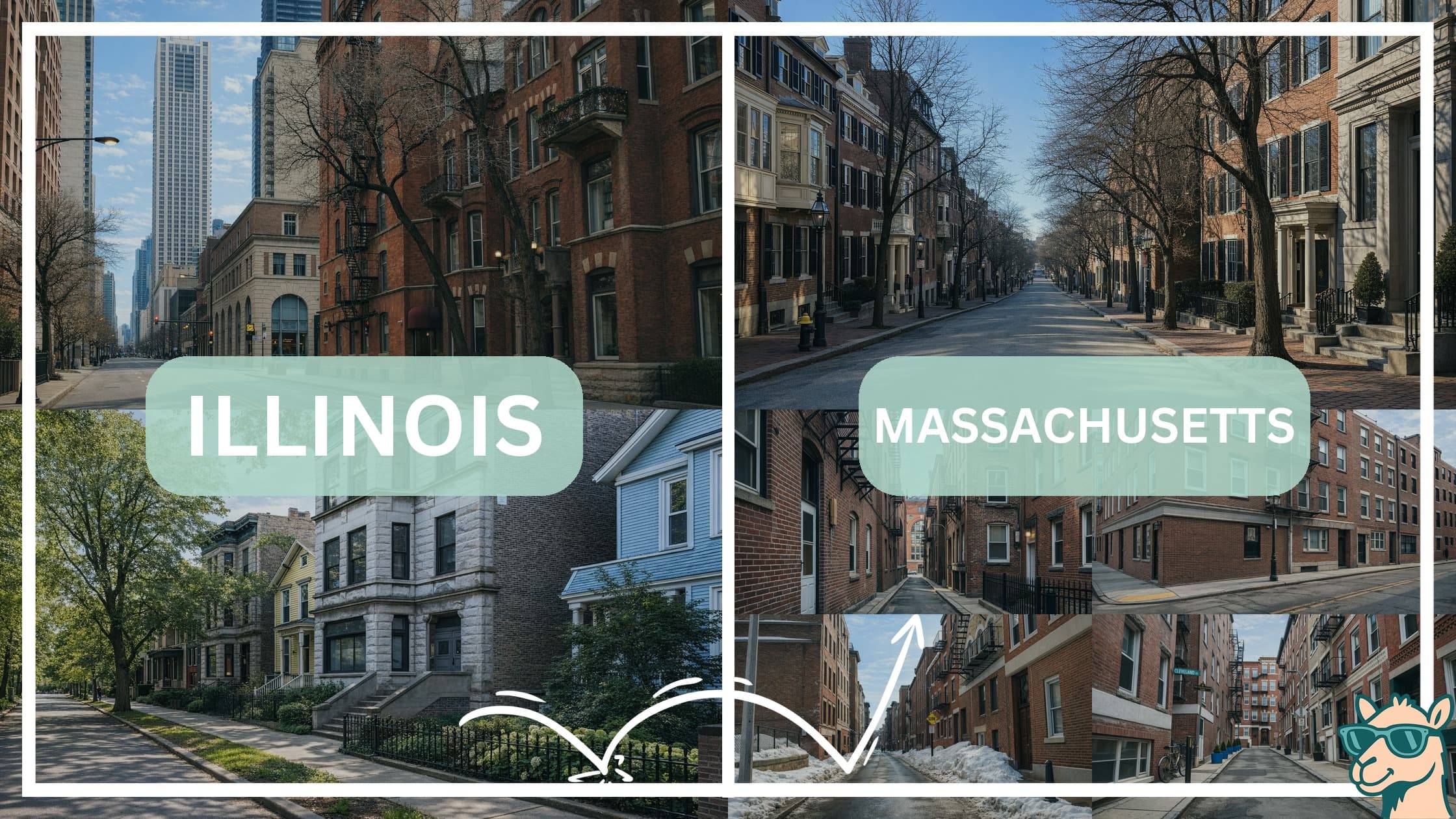 comparison of housing options and types between neighborhoods in Illinois and Massachusetts