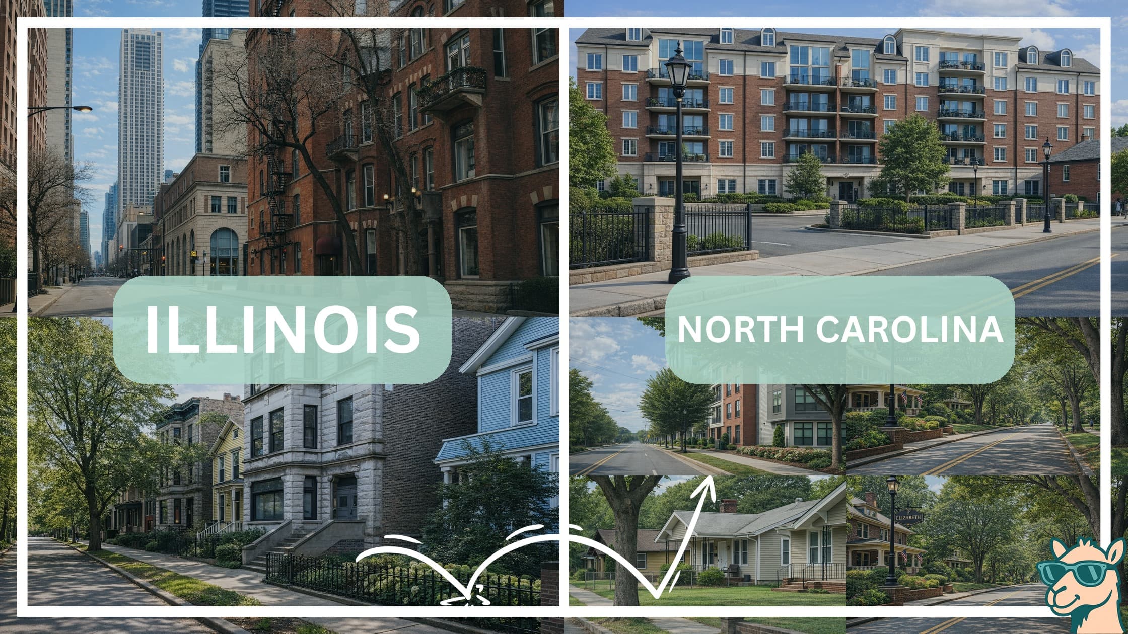 comparison of housing options and types between neighborhoods in Illinois and North Carolina