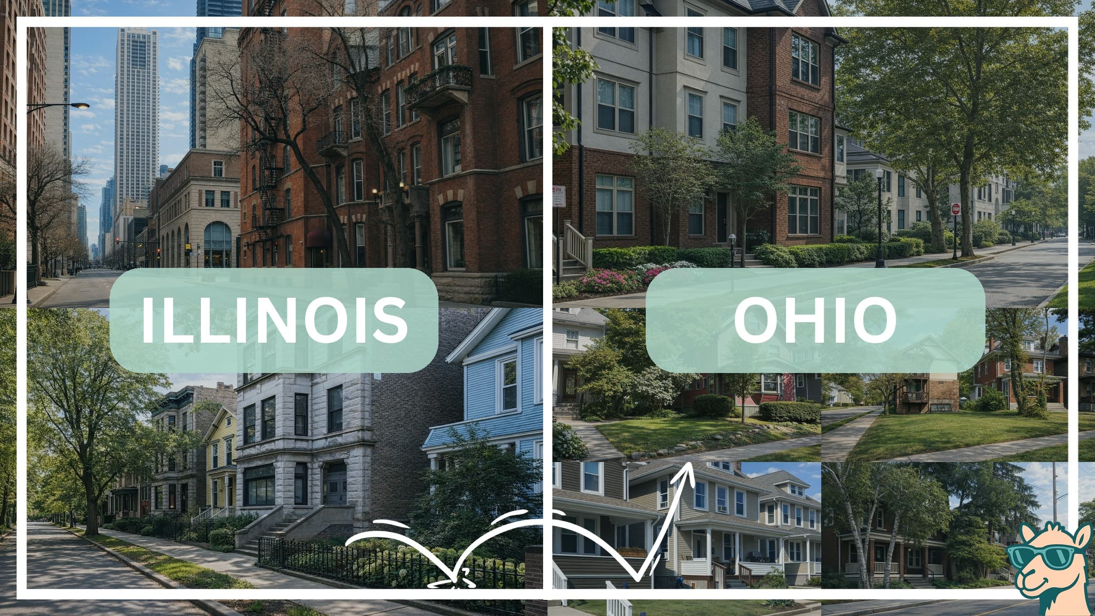 comparison of housing options and types between neighborhoods in Illinois and Ohio