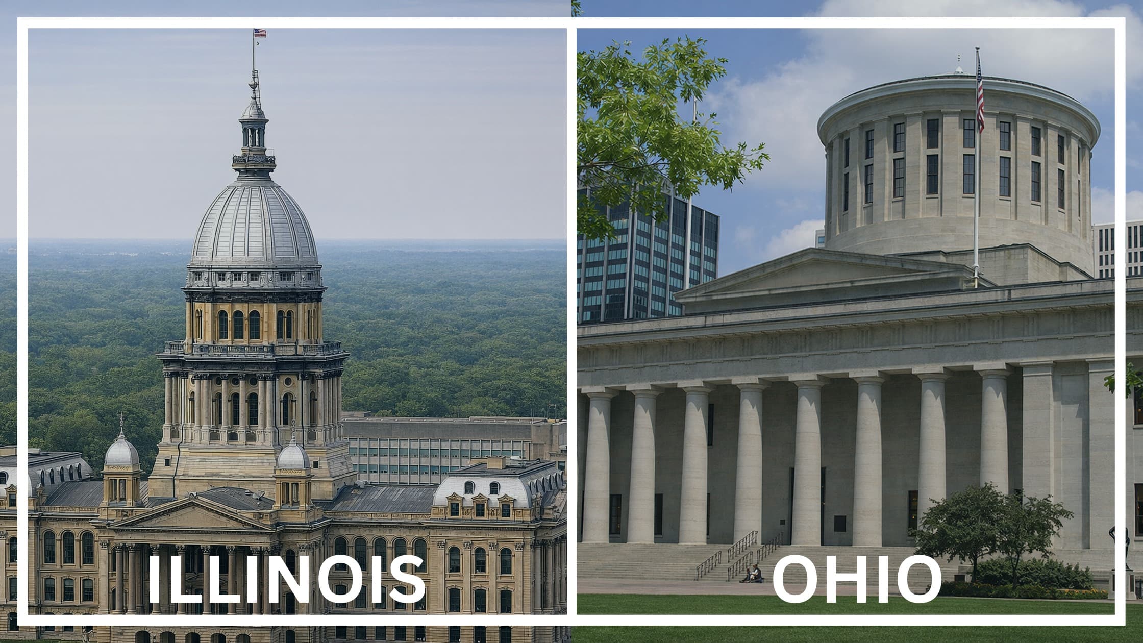 Comparing the state capitol buildings between Illinois and Ohio.