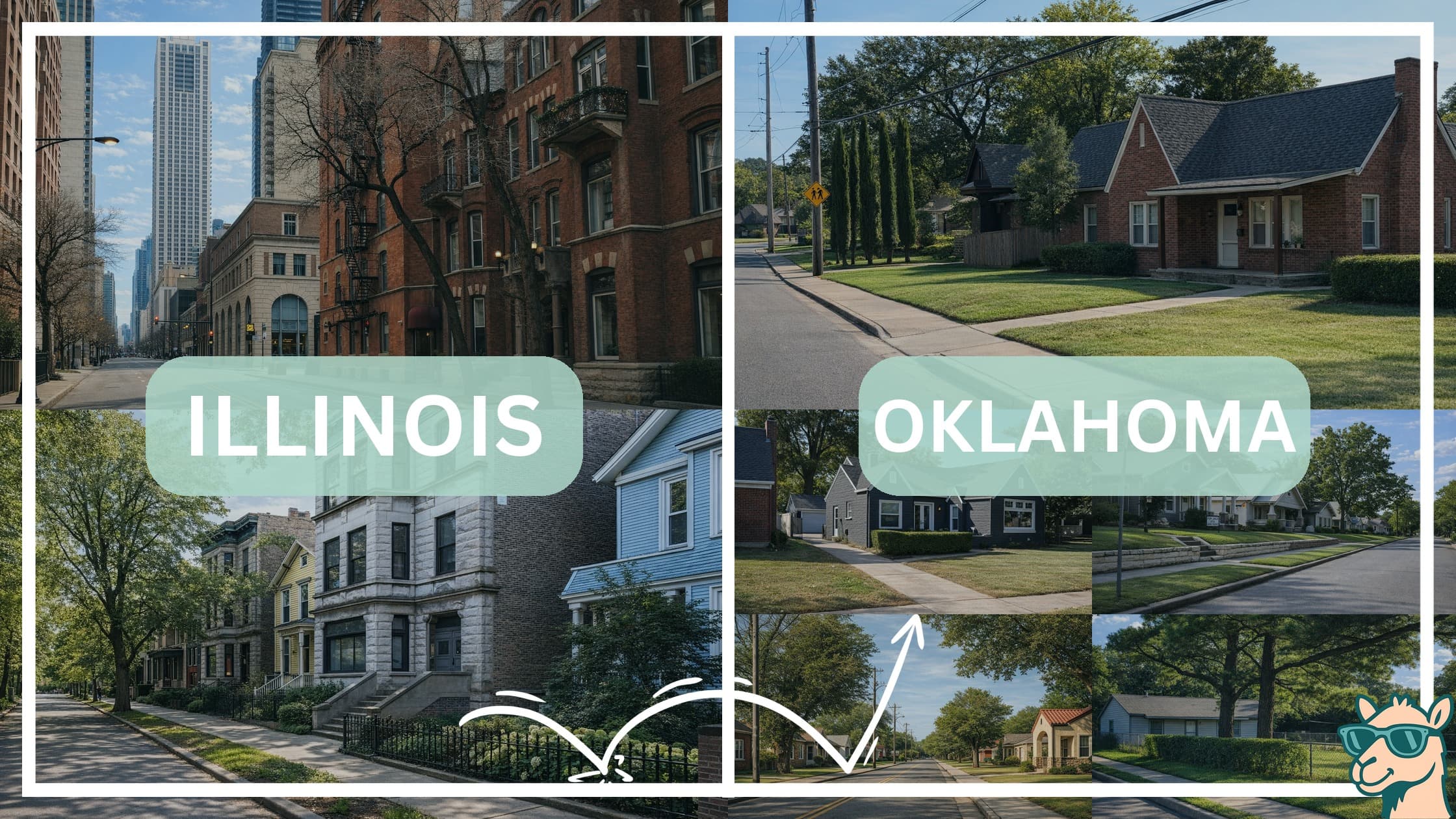 comparison of housing options and types between neighborhoods in Illinois and Oklahoma