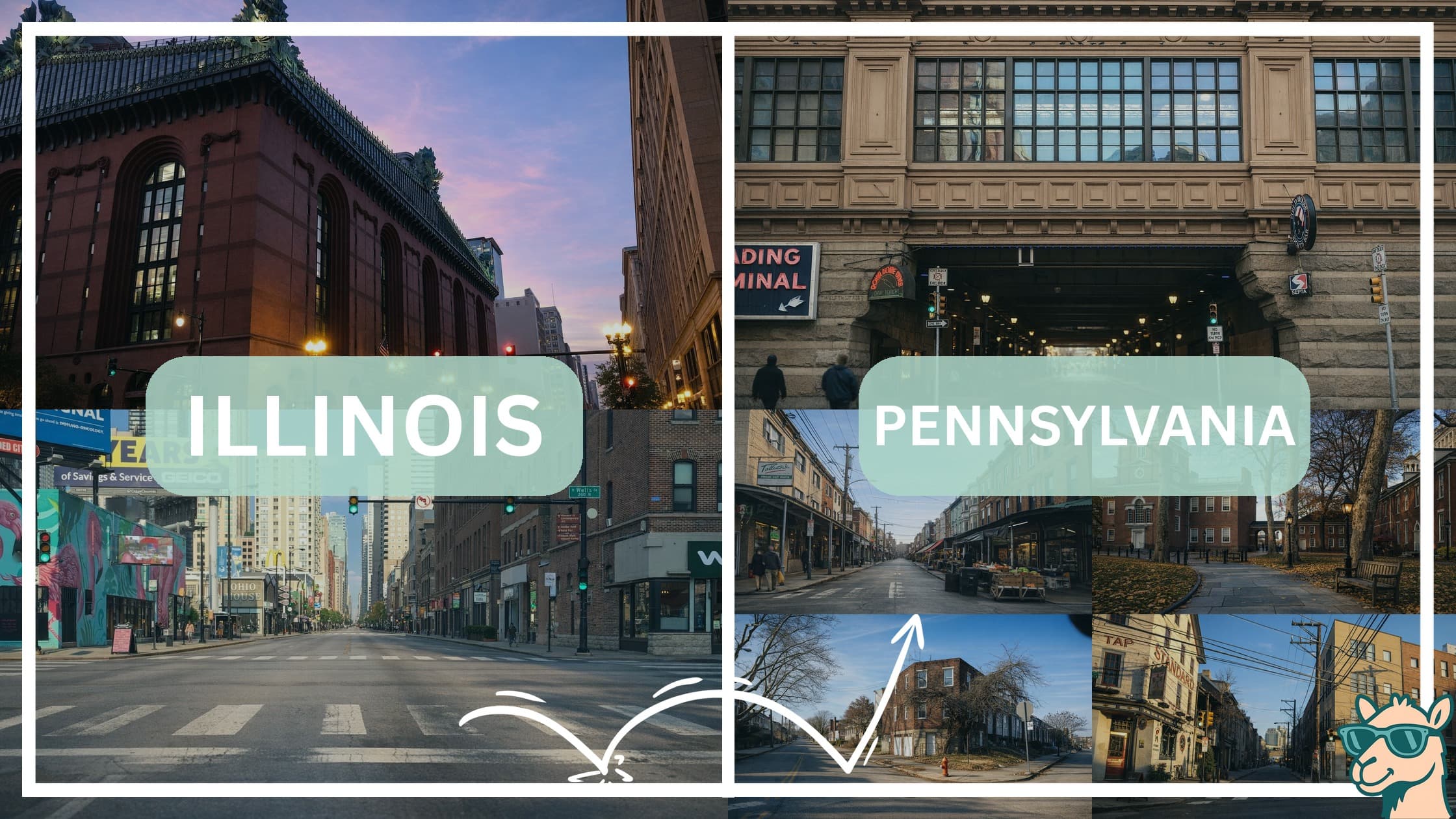 comparison of hotspots between neighborhoods in Illinois and Pennsylvania