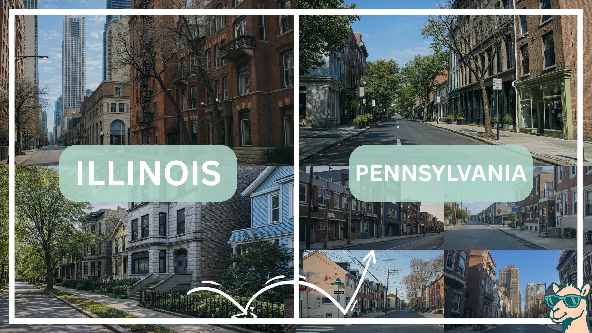 comparison of housing options and types between neighborhoods in Illinois and Pennsylvania