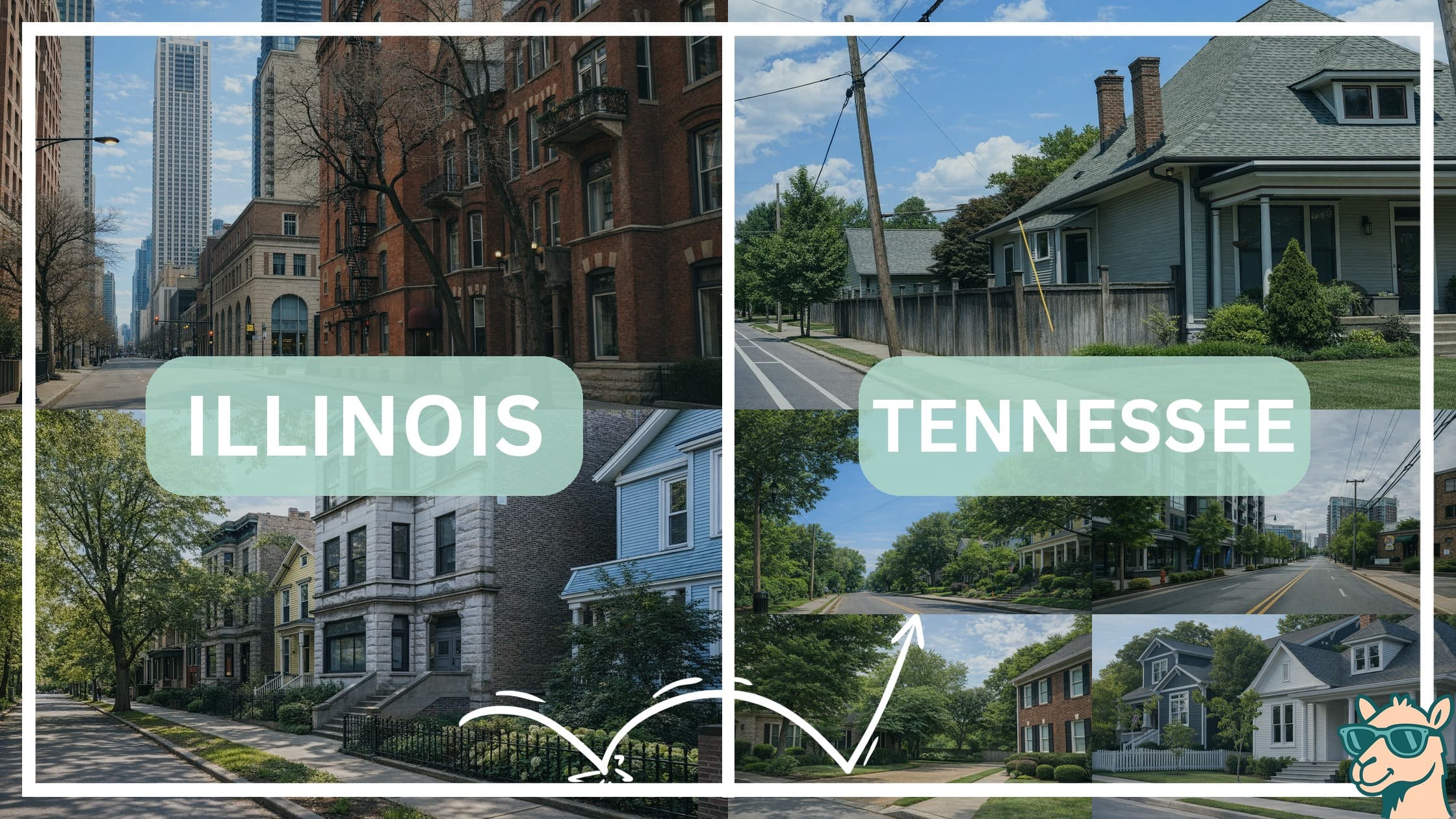 comparison of housing options and types between neighborhoods in Illinois and Tennessee