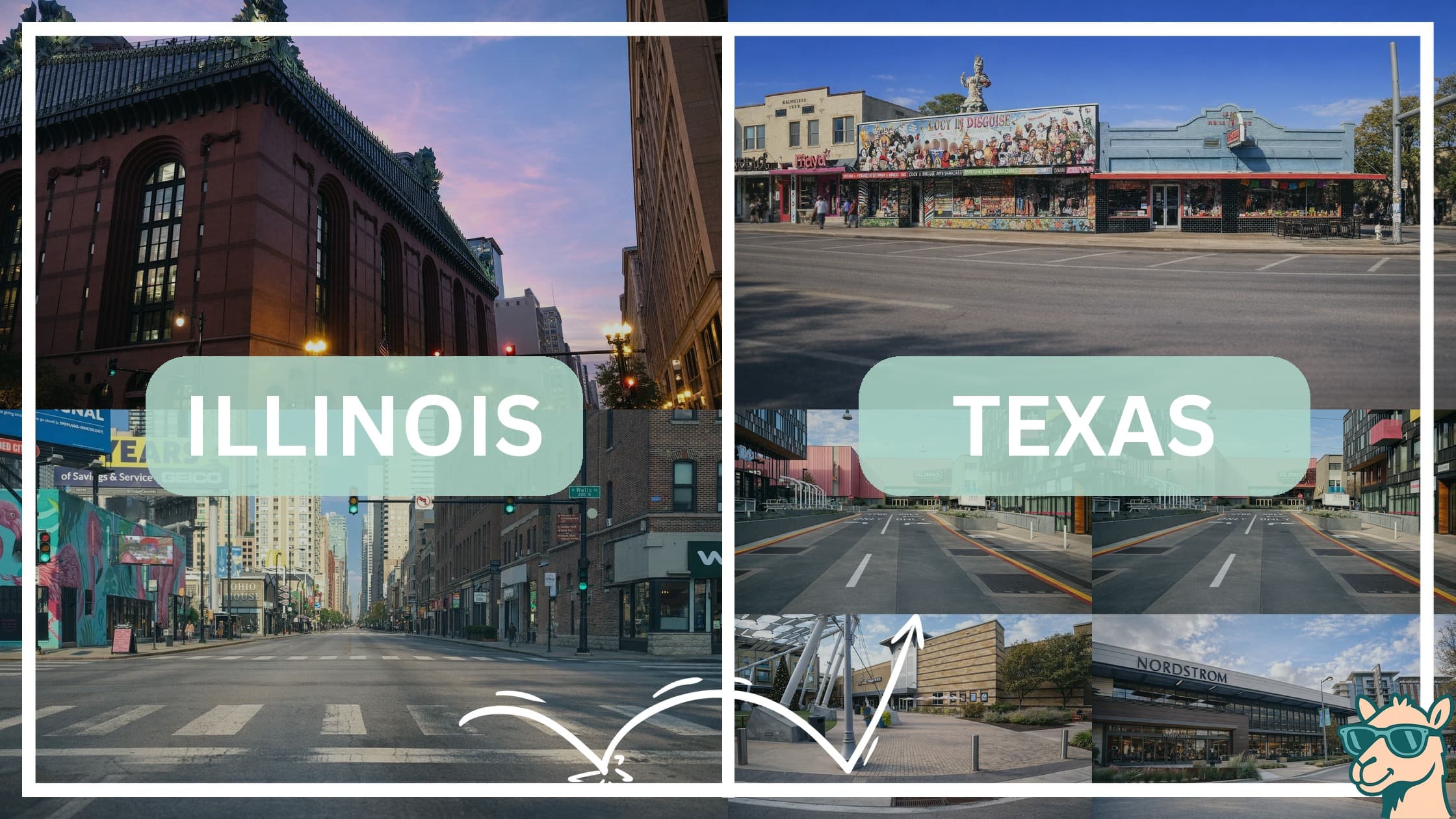 comparison of hotspots between neighborhoods in Illinois and Texas